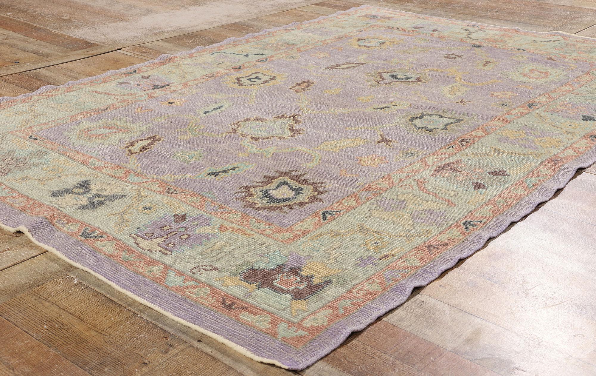 New Contemporary Turkish Oushak Rug with Modern Style In New Condition For Sale In Dallas, TX