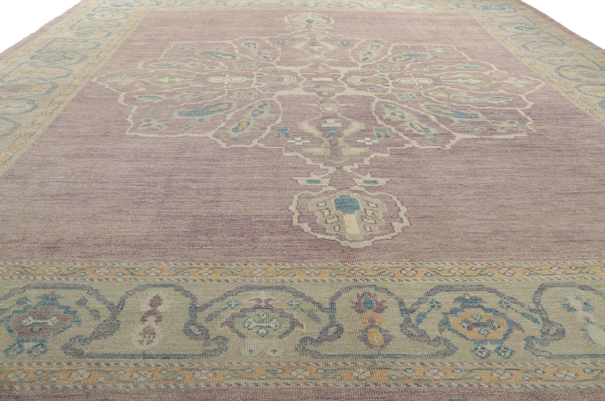 New Contemporary Purple Turkish Oushak Rug with Modern Style In New Condition For Sale In Dallas, TX