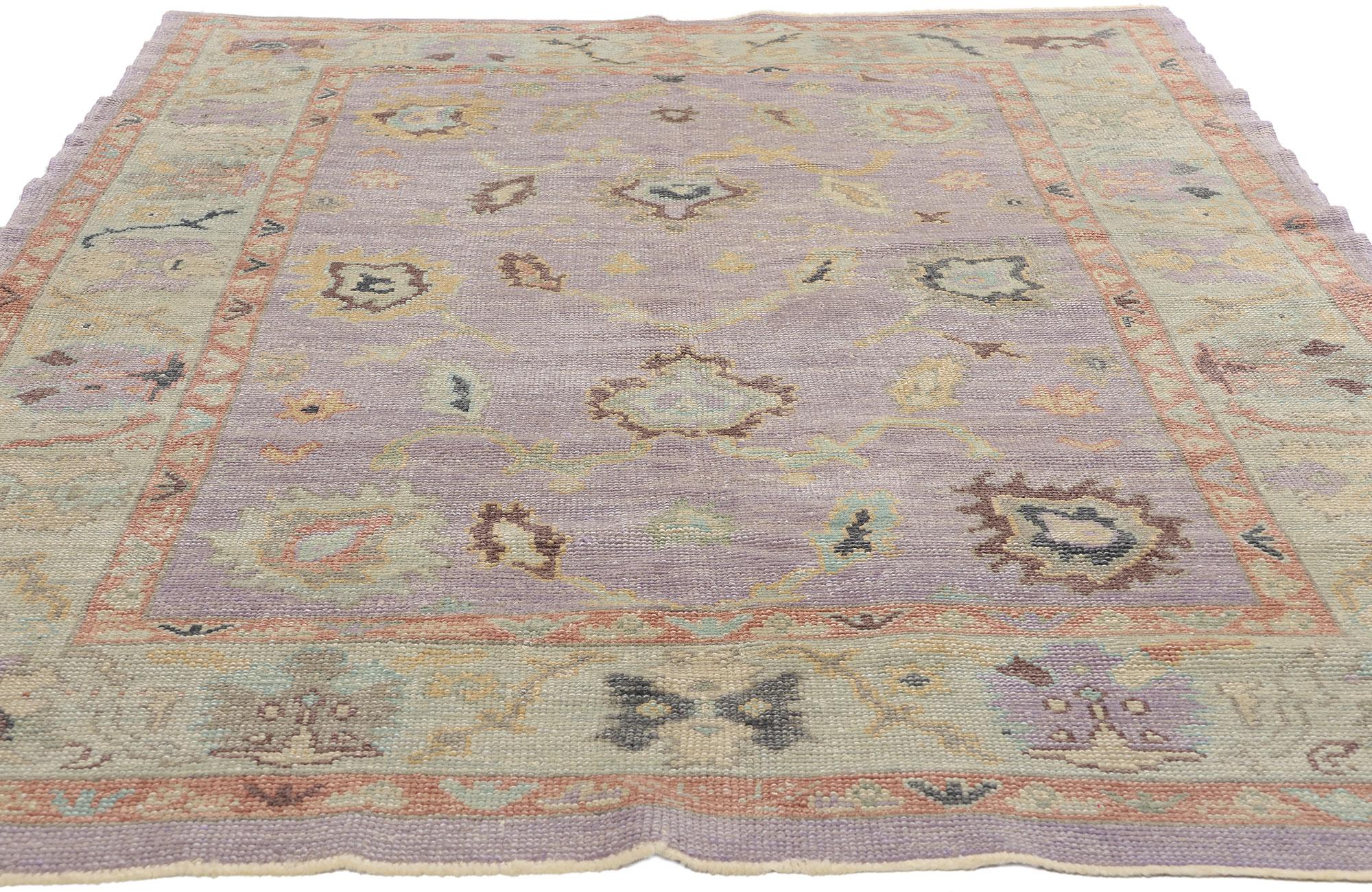 Wool New Contemporary Turkish Oushak Rug with Modern Style For Sale
