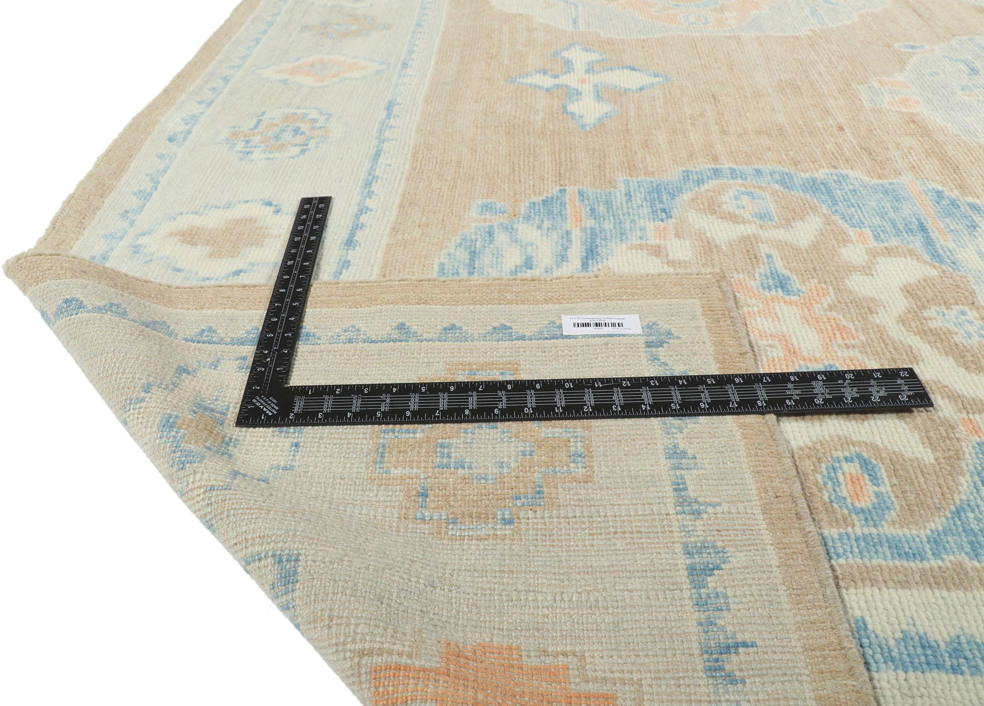 Wool New Contemporary Turkish Oushak Rug with Modern Style For Sale