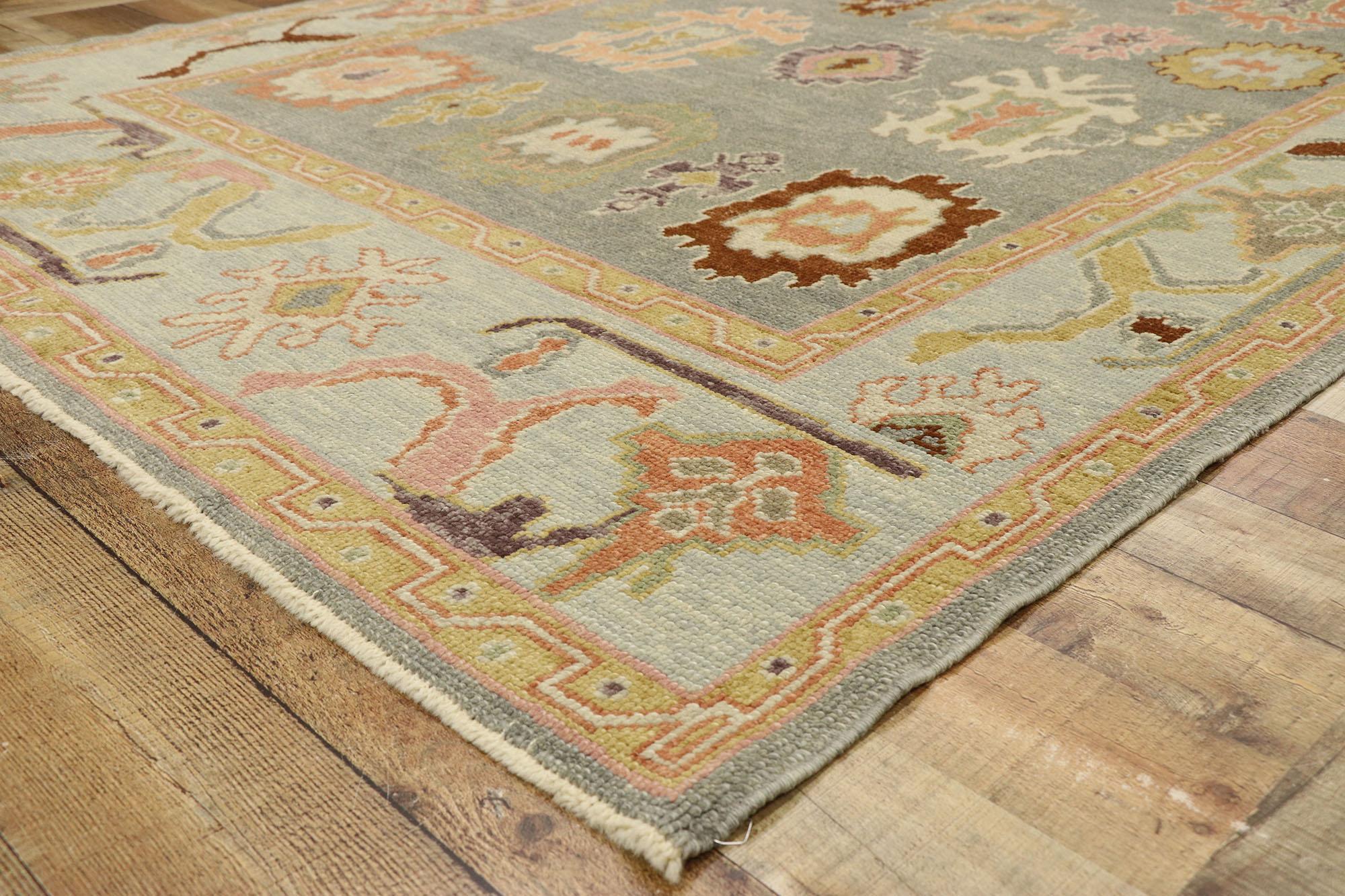 New Contemporary Turkish Oushak Rug with Modern Style 1