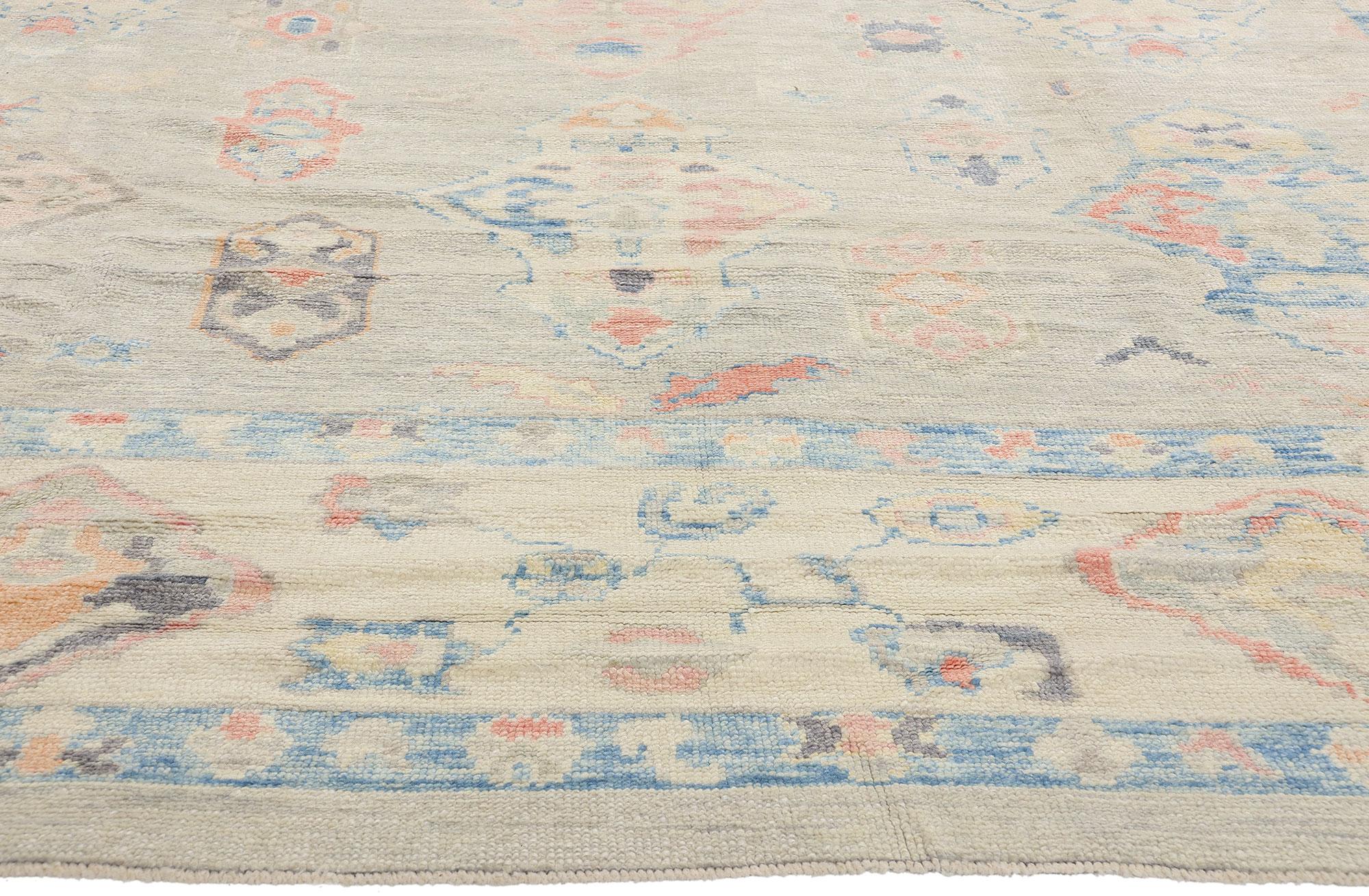 XXIe siècle et contemporain Nouveau tapis Oushak turc contemporain de style Modernity en vente