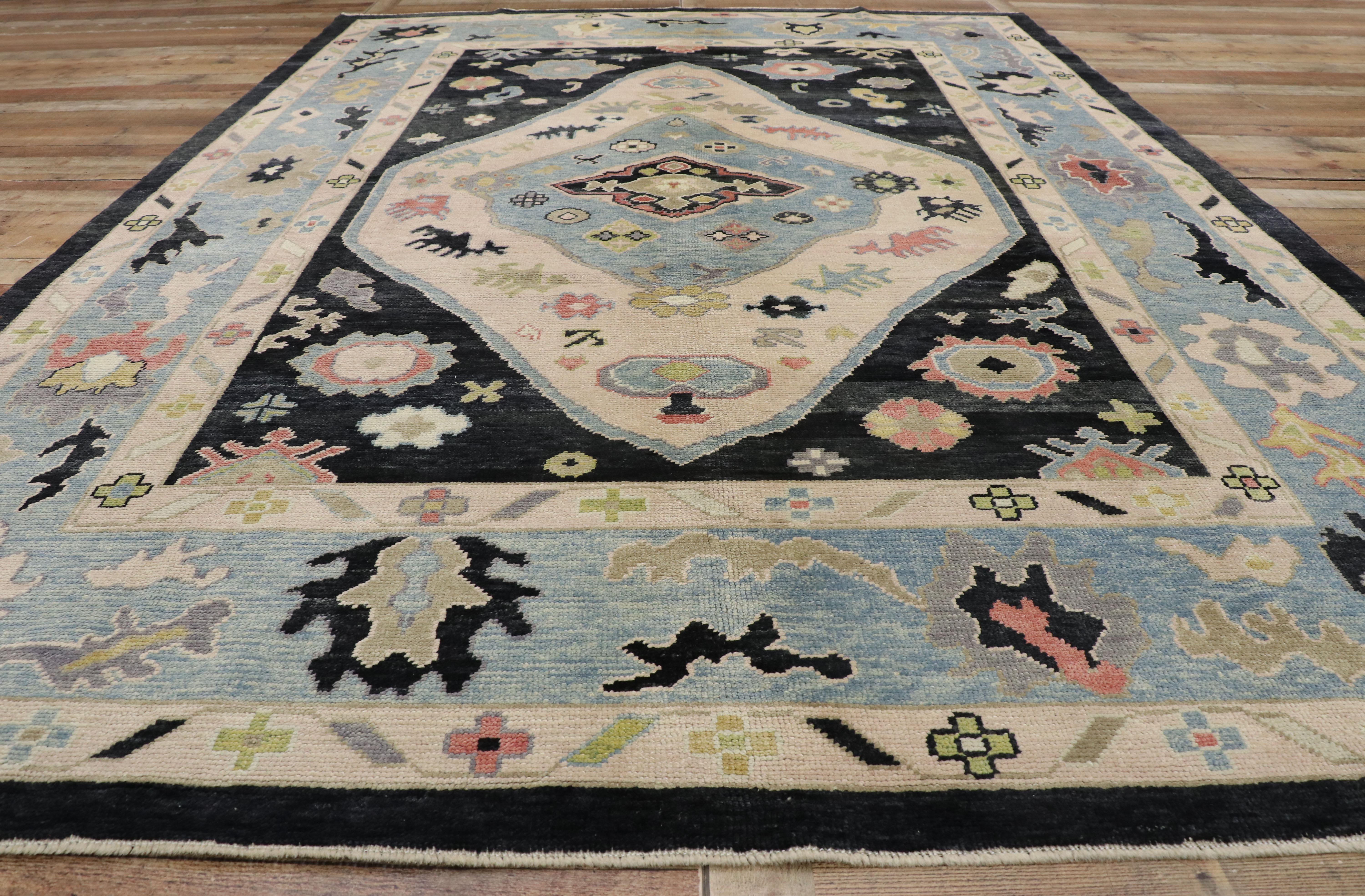 Laine Nouveau tapis turc contemporain Oushak au style moderne en vente