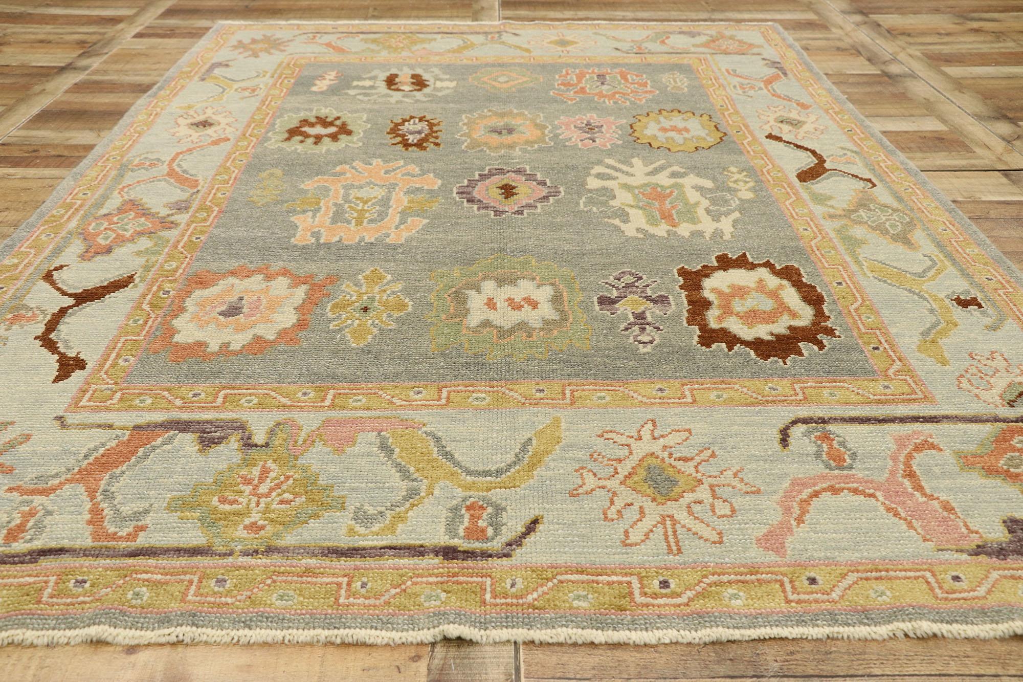 New Contemporary Turkish Oushak Rug with Modern Style 2