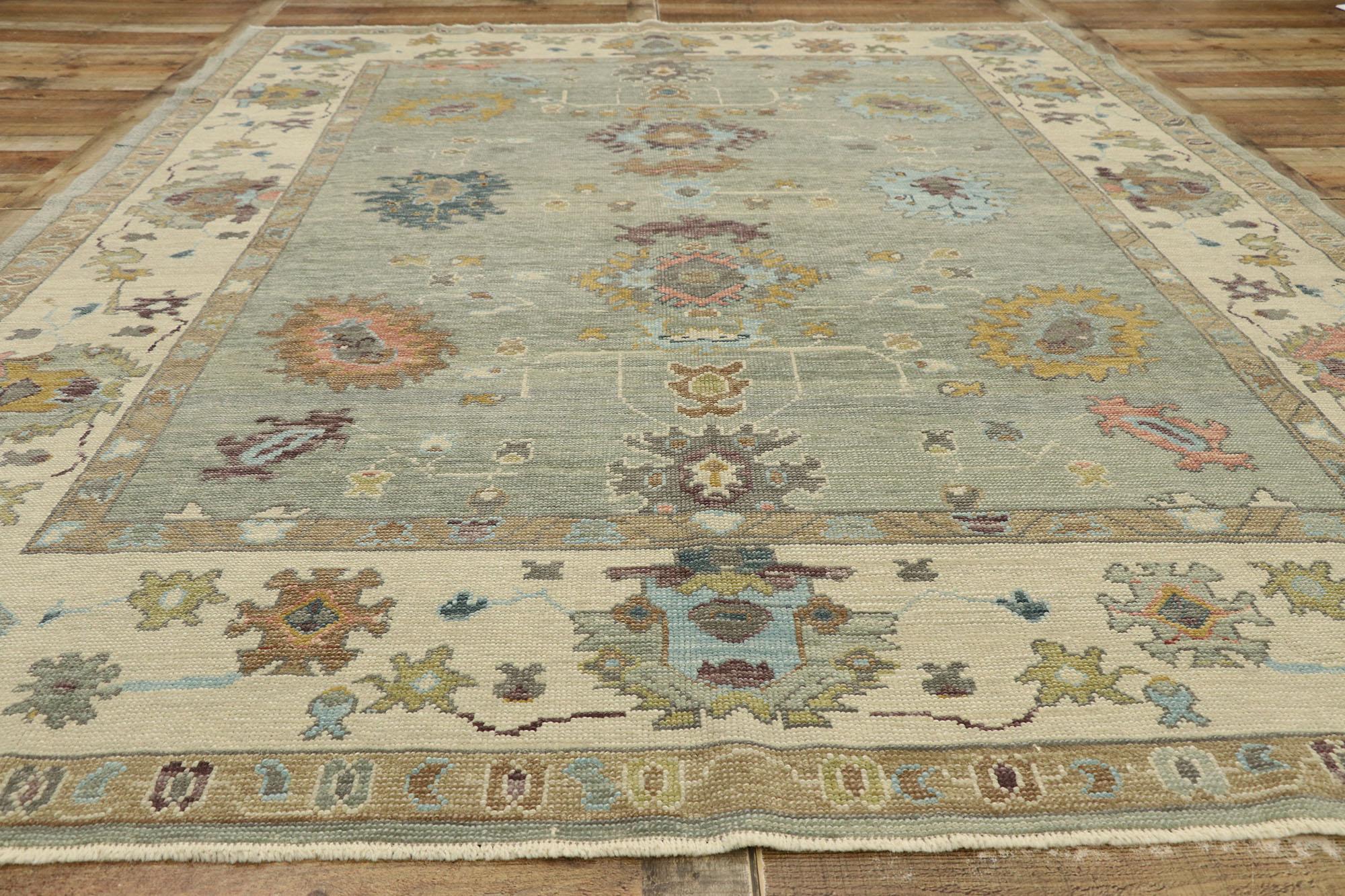 New Contemporary Turkish Oushak Rug with Modern Style 2