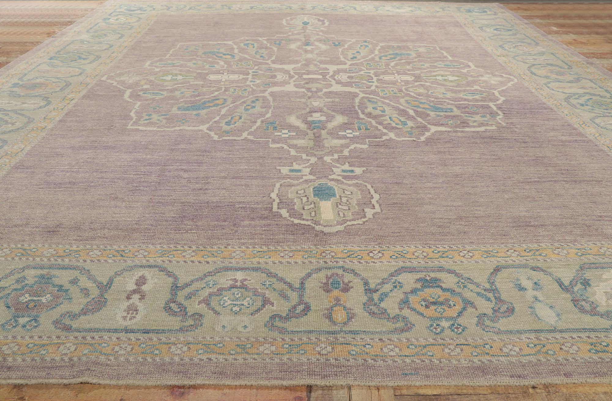 New Contemporary Purple Turkish Oushak Rug with Modern Style For Sale 2