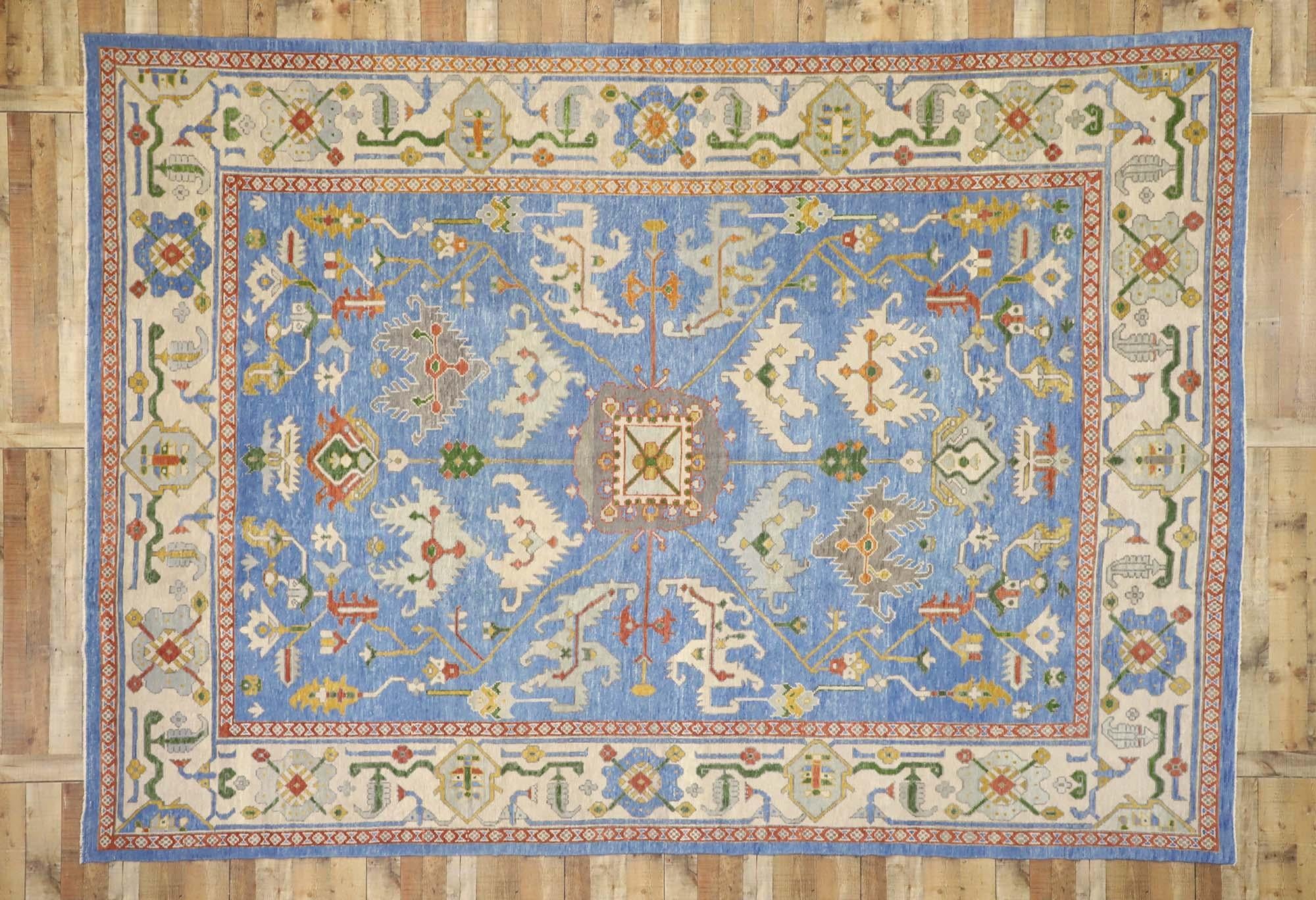 New Contemporary Turkish Oushak Rug with Modern Style 3