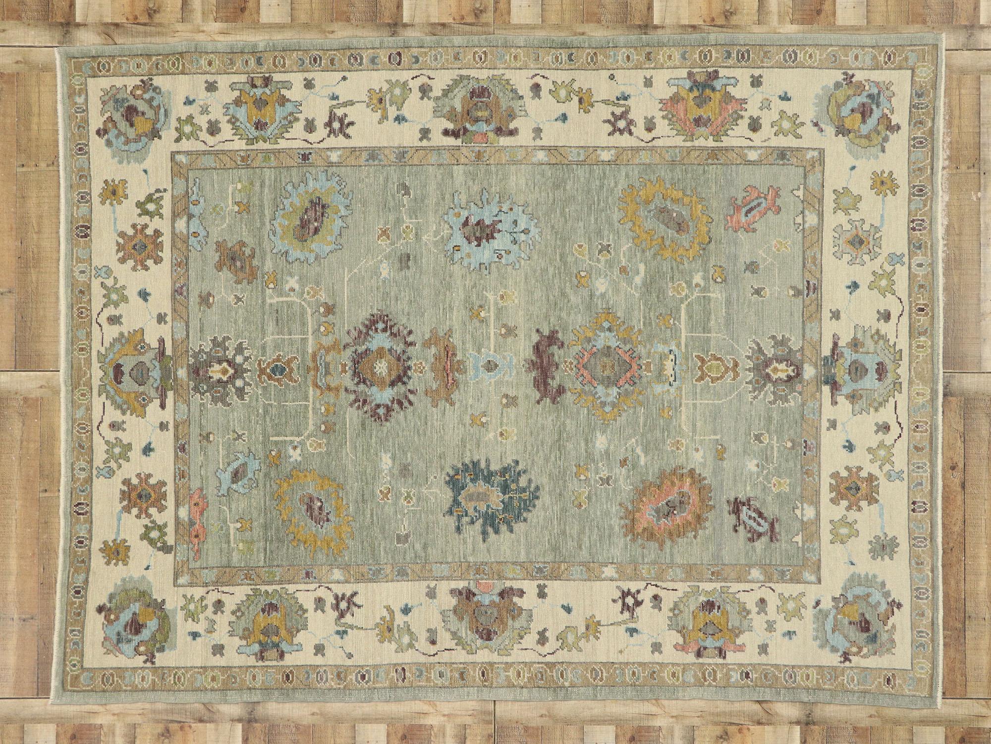 New Contemporary Turkish Oushak Rug with Modern Style 3