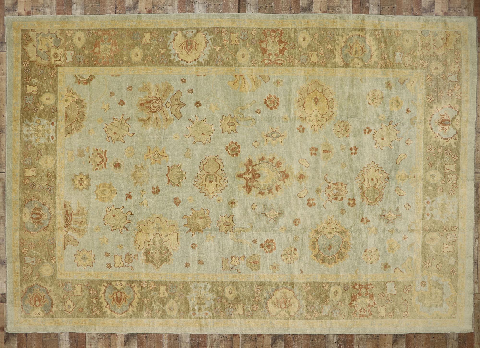New Contemporary Turkish Oushak Rug with Modern Style For Sale 3
