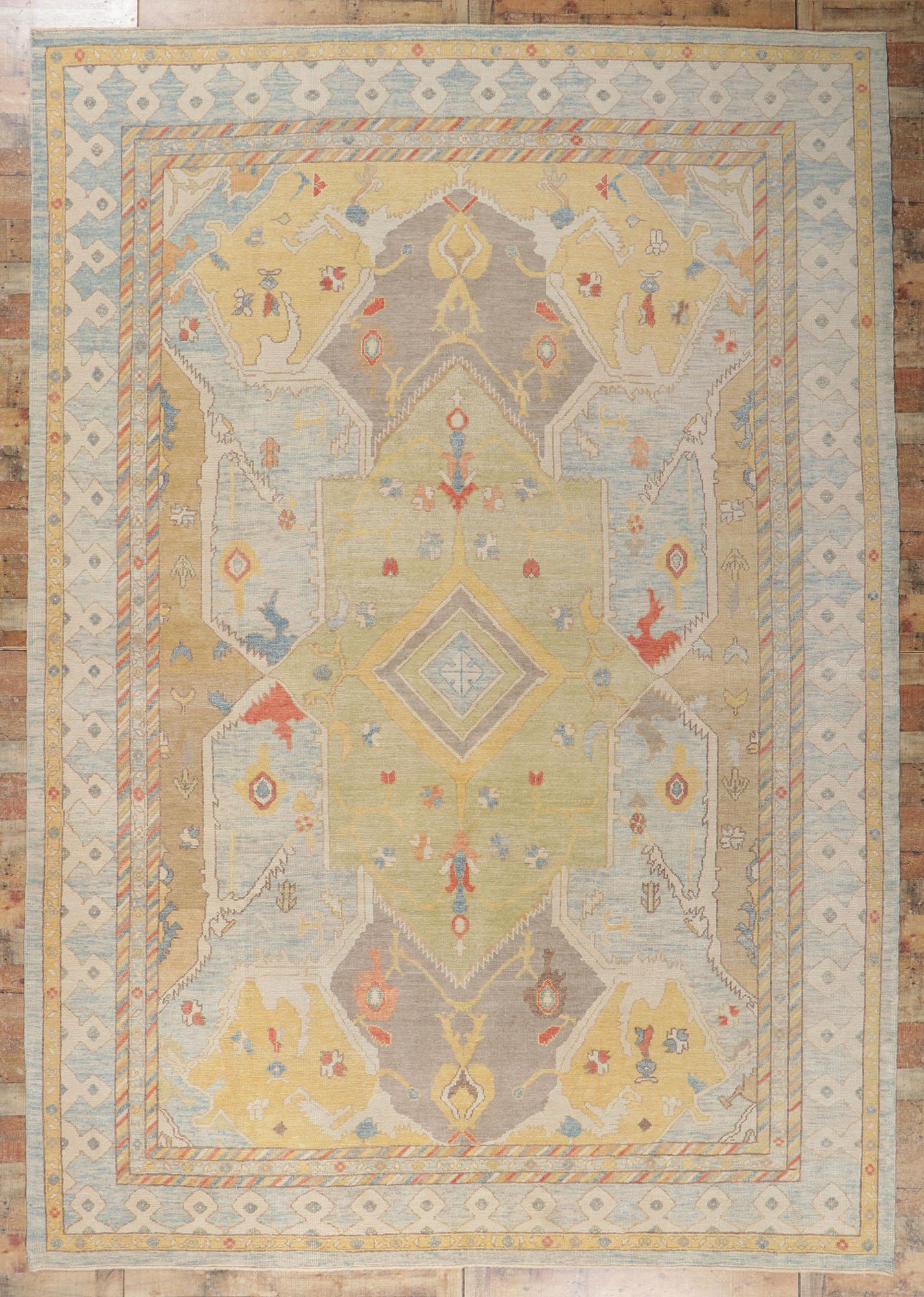 New Contemporary Turkish Oushak Rug with Modern Style For Sale 3