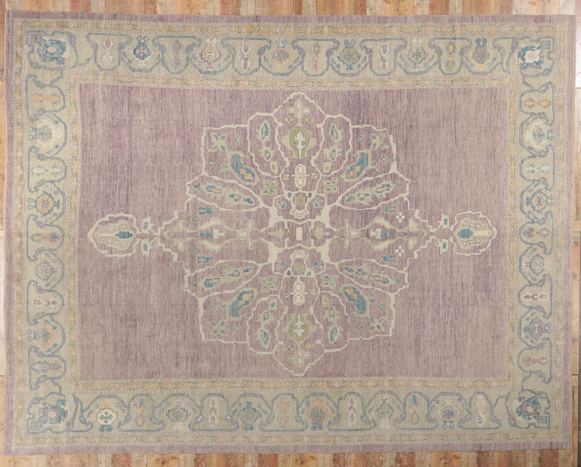New Contemporary Purple Turkish Oushak Rug with Modern Style For Sale 3