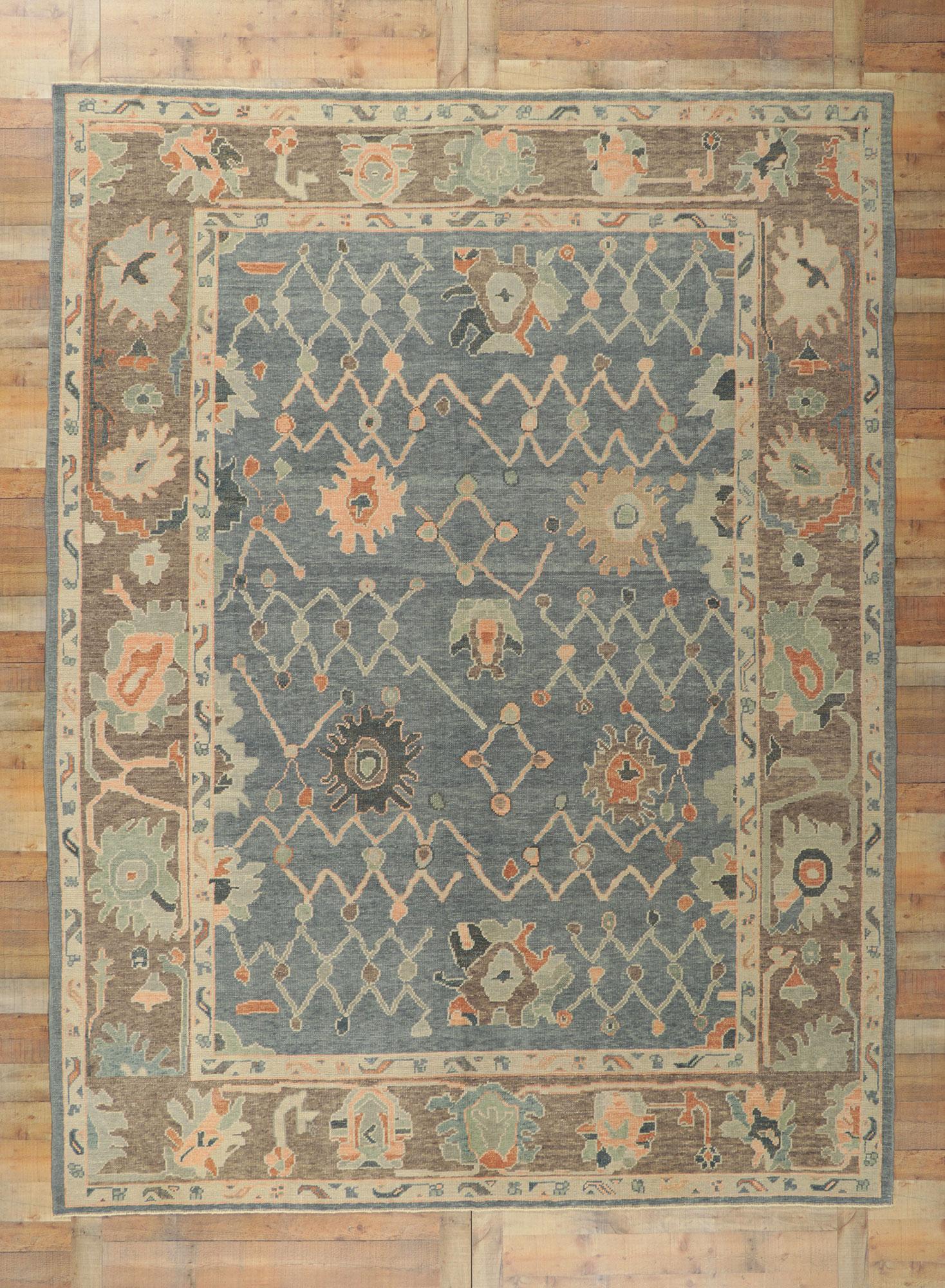 Modern Oushak Turkish Rug, Contemporary Elegance Meets Global Chic For Sale 3