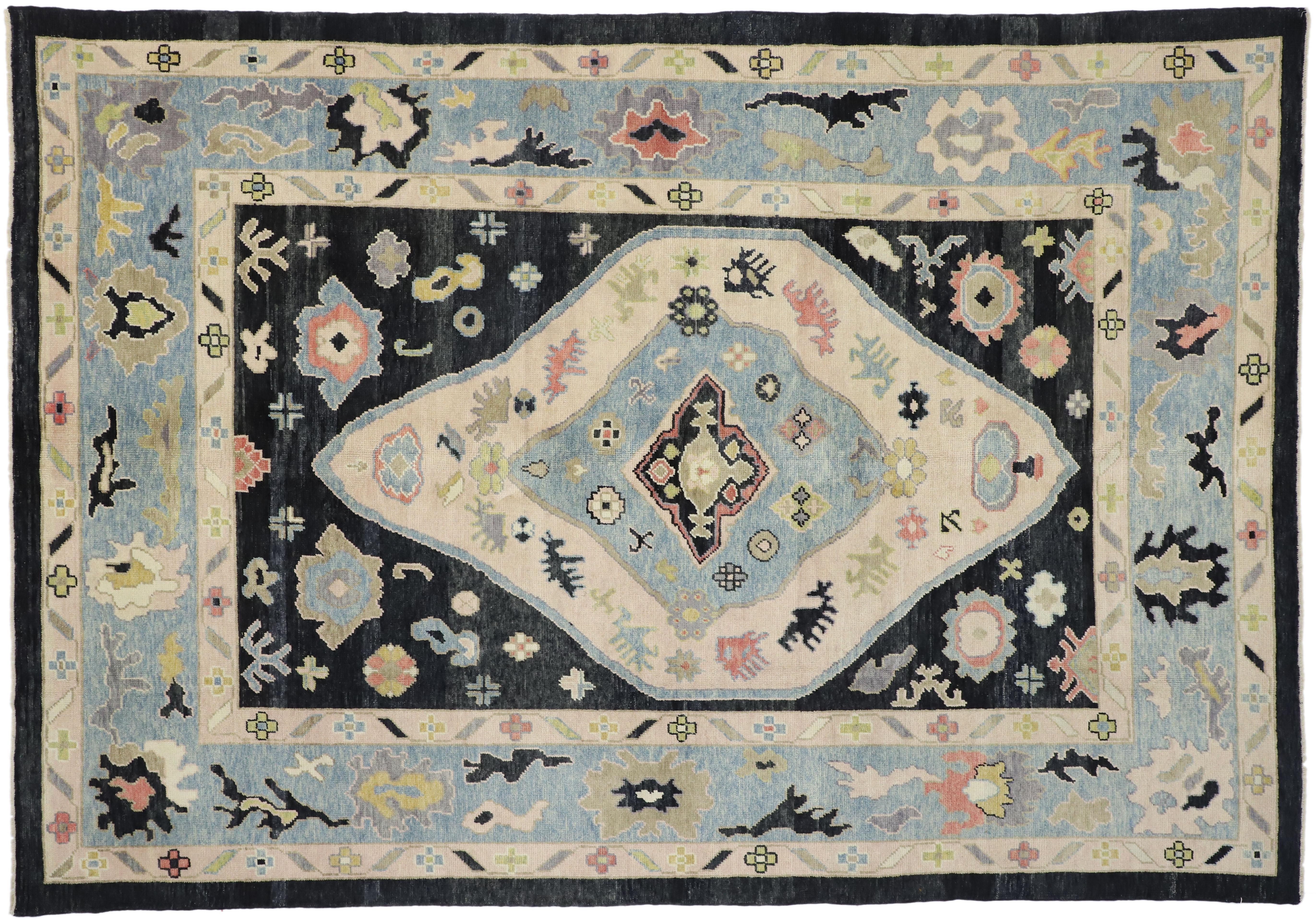 Nouveau tapis turc contemporain Oushak au style moderne en vente 2