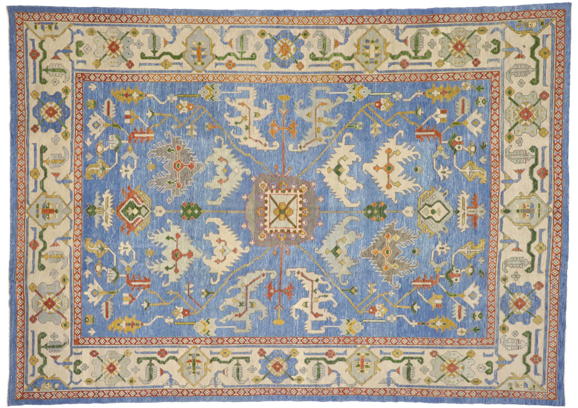 New Contemporary Turkish Oushak Rug with Modern Style 4