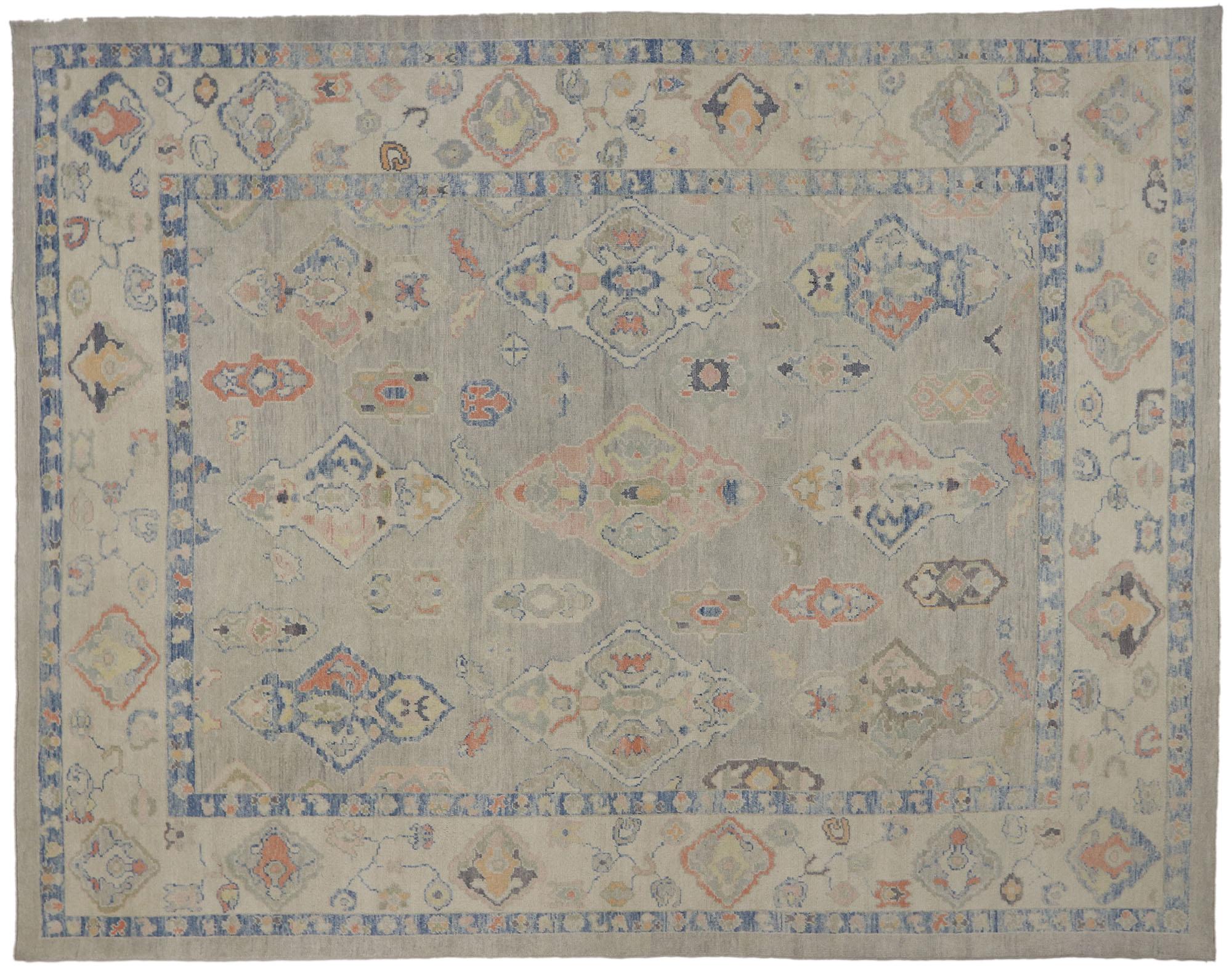 New Contemporary Turkish Oushak Rug with Modern Style For Sale 4