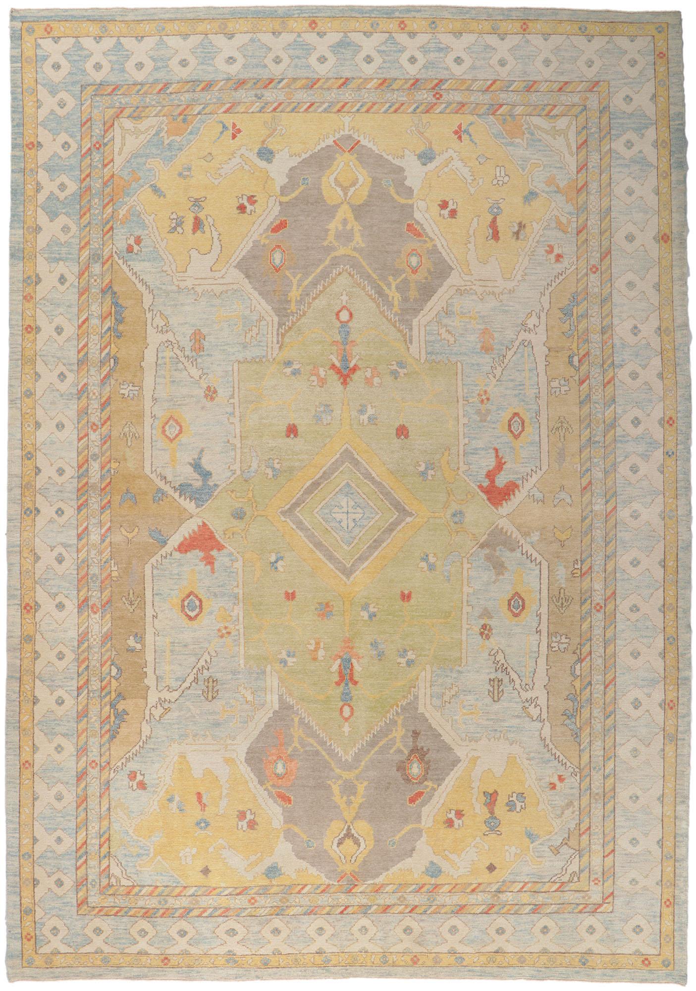 New Contemporary Turkish Oushak Rug with Modern Style For Sale 4
