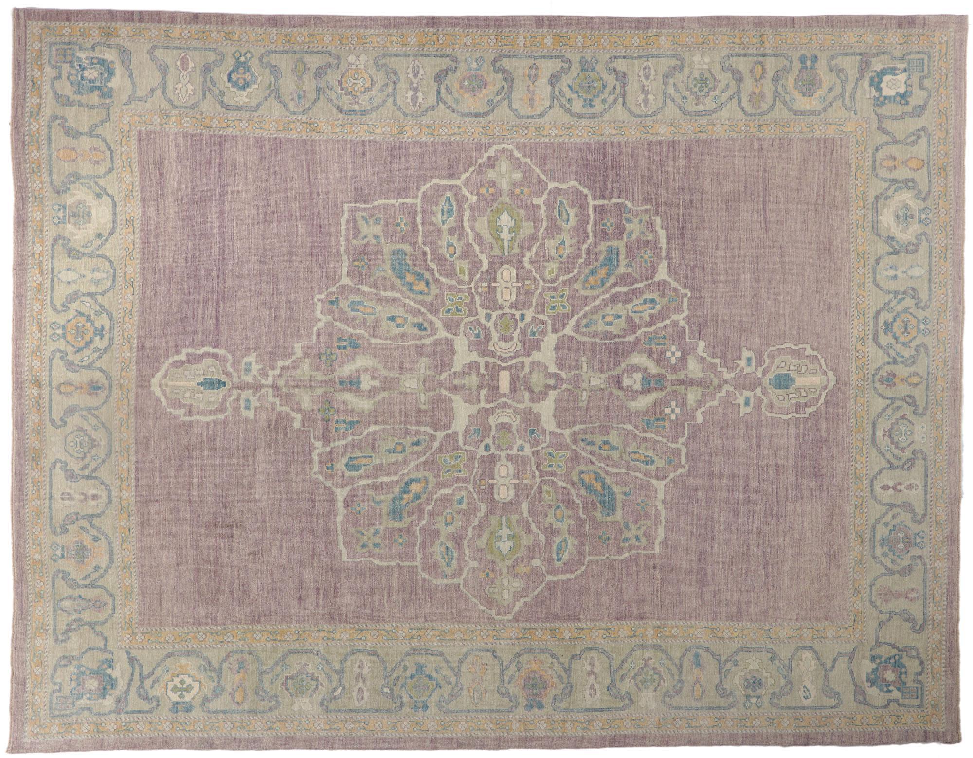 New Contemporary Purple Turkish Oushak Rug with Modern Style For Sale 4