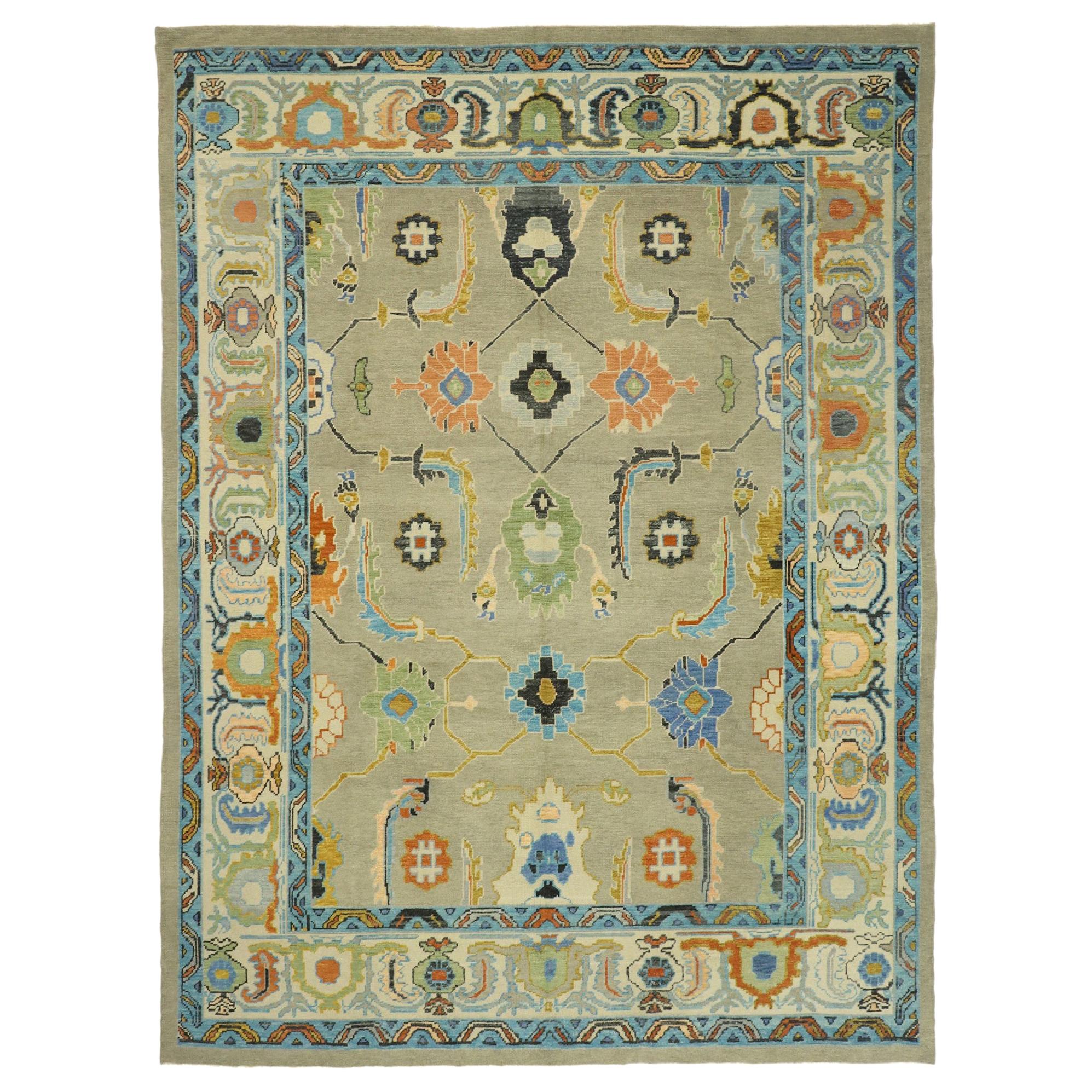 New Colorful Contemporary Turkish Oushak Rug