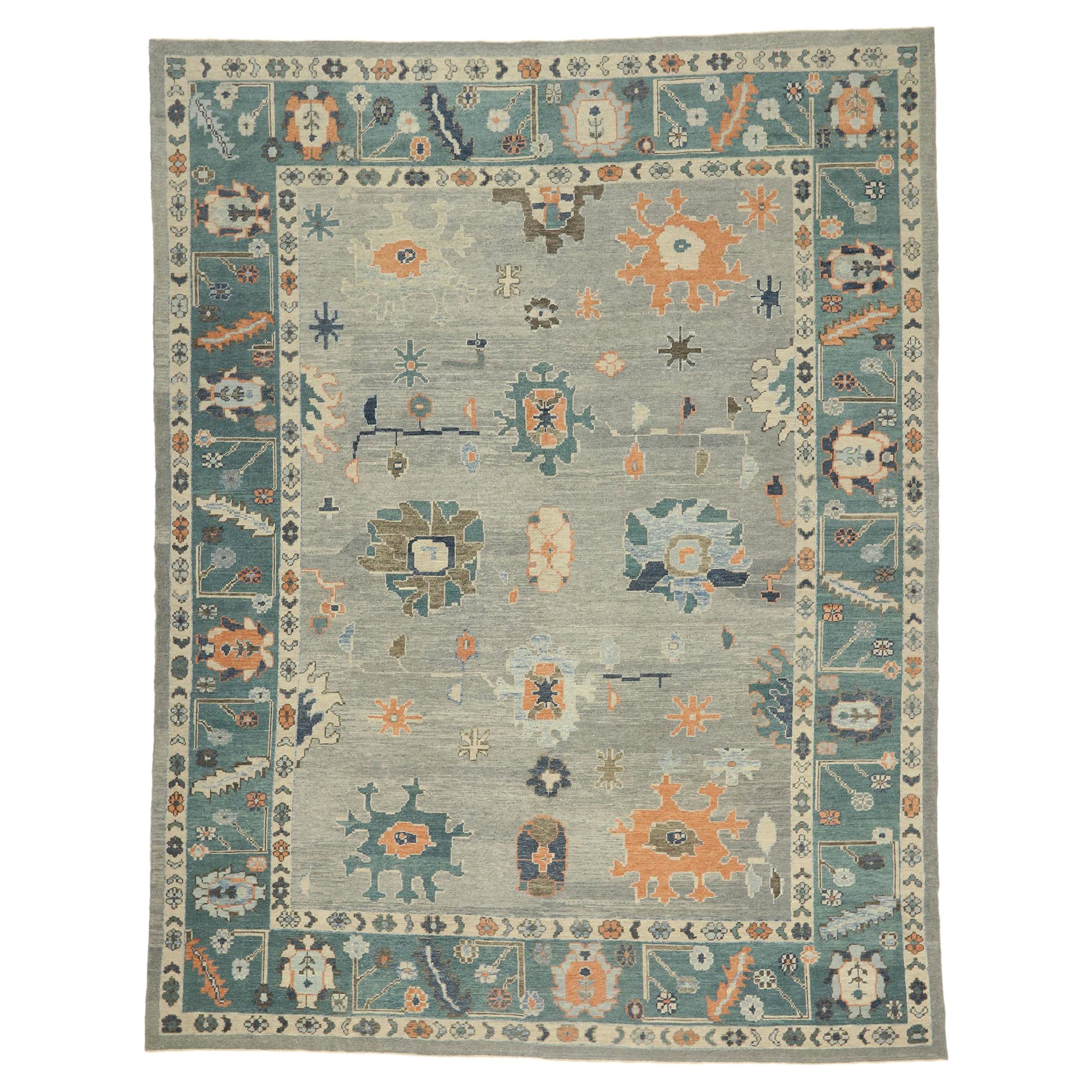 Nouveau tapis turc contemporain Oushak au style moderne