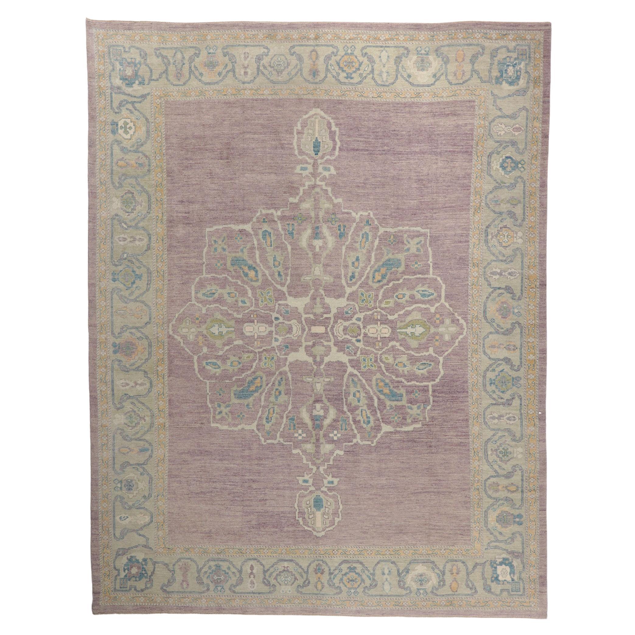 New Contemporary Purple Turkish Oushak Rug with Modern Style For Sale