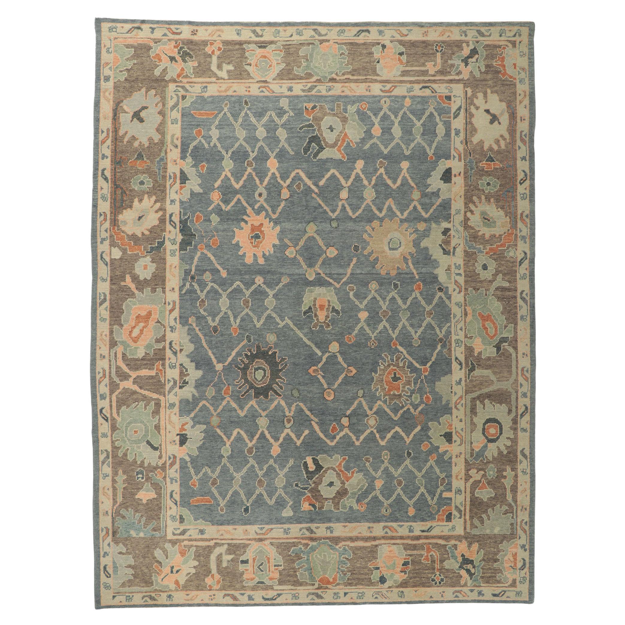 Modern Oushak Turkish Rug, Contemporary Elegance Meets Global Chic For Sale