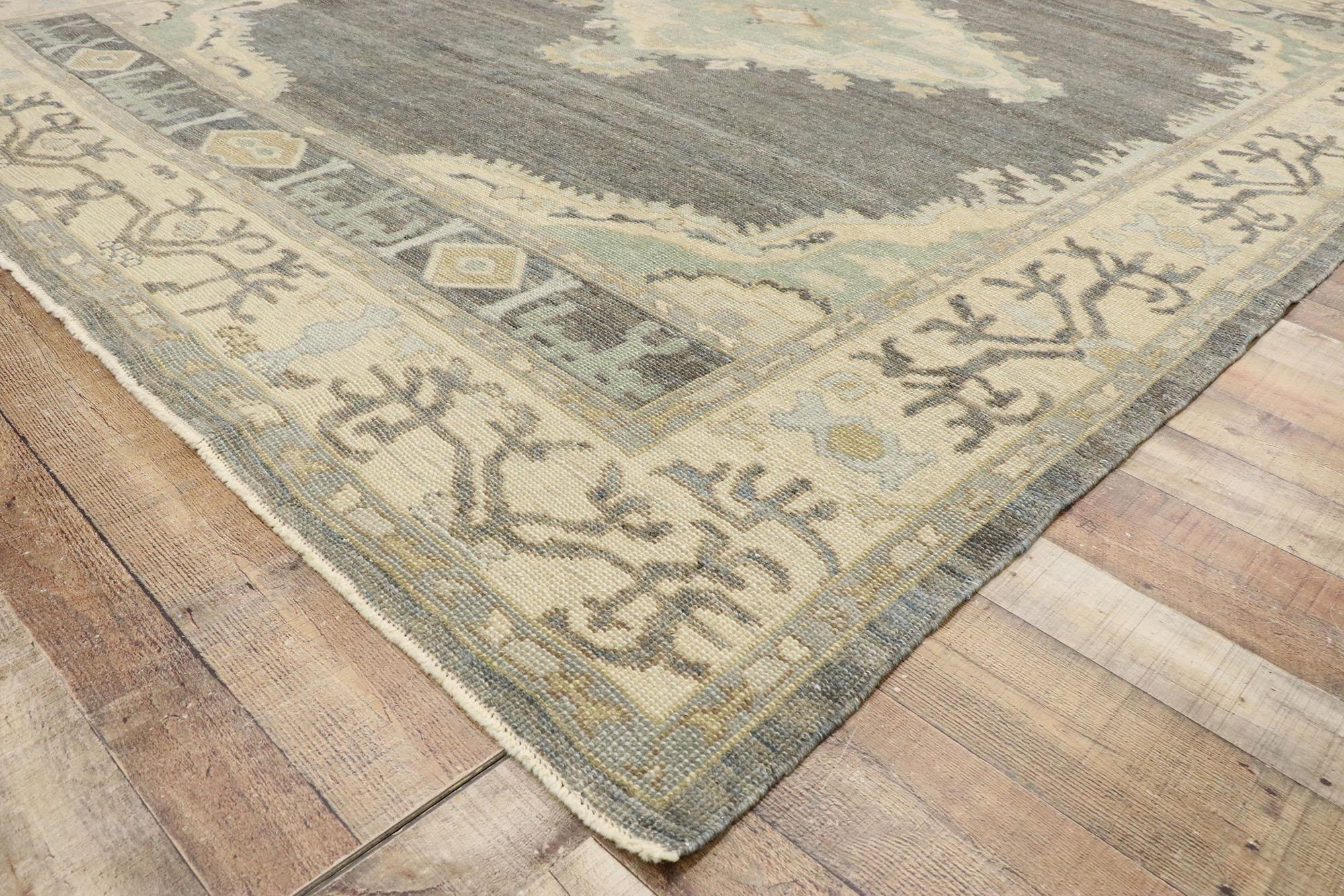 New Contemporary Turkish Oushak Rug with Modern Transitional Bungalow Style For Sale 1
