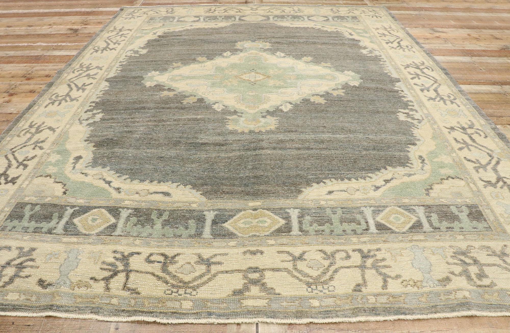 New Contemporary Turkish Oushak Rug with Modern Transitional Bungalow Style For Sale 2