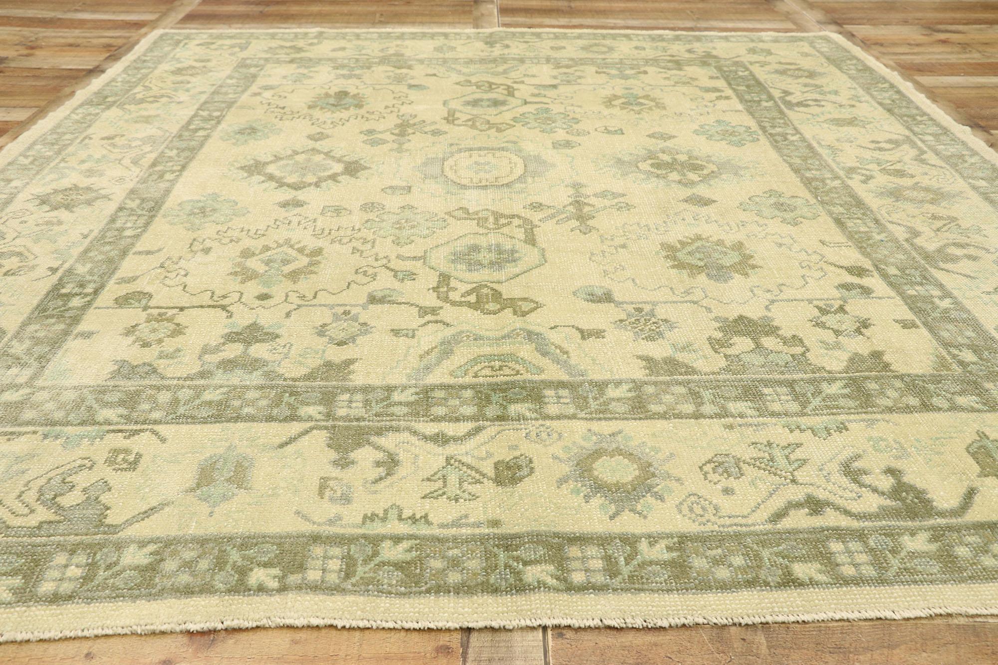 New Contemporary Turkish Oushak Rug with Modern Transitional Coastal Style For Sale 1