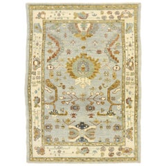 New Contemporary Turkish Oushak Rug with Modern Transitional Gustavian Style New Contemporary Turkish Oushak Rug with Modern Transitional Gustavian Style