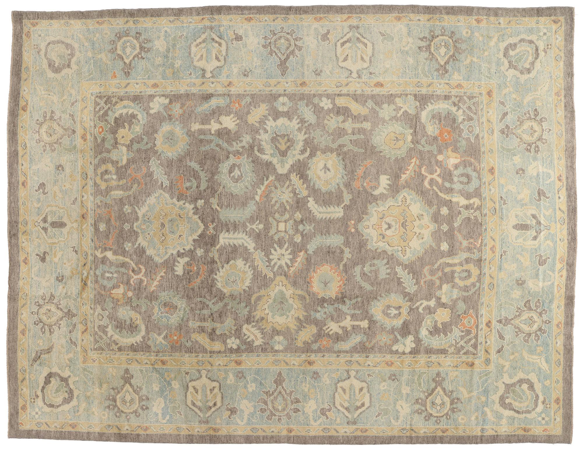 New Contemporary Turkish Oushak Rug with Modern Transitional Style For Sale 5