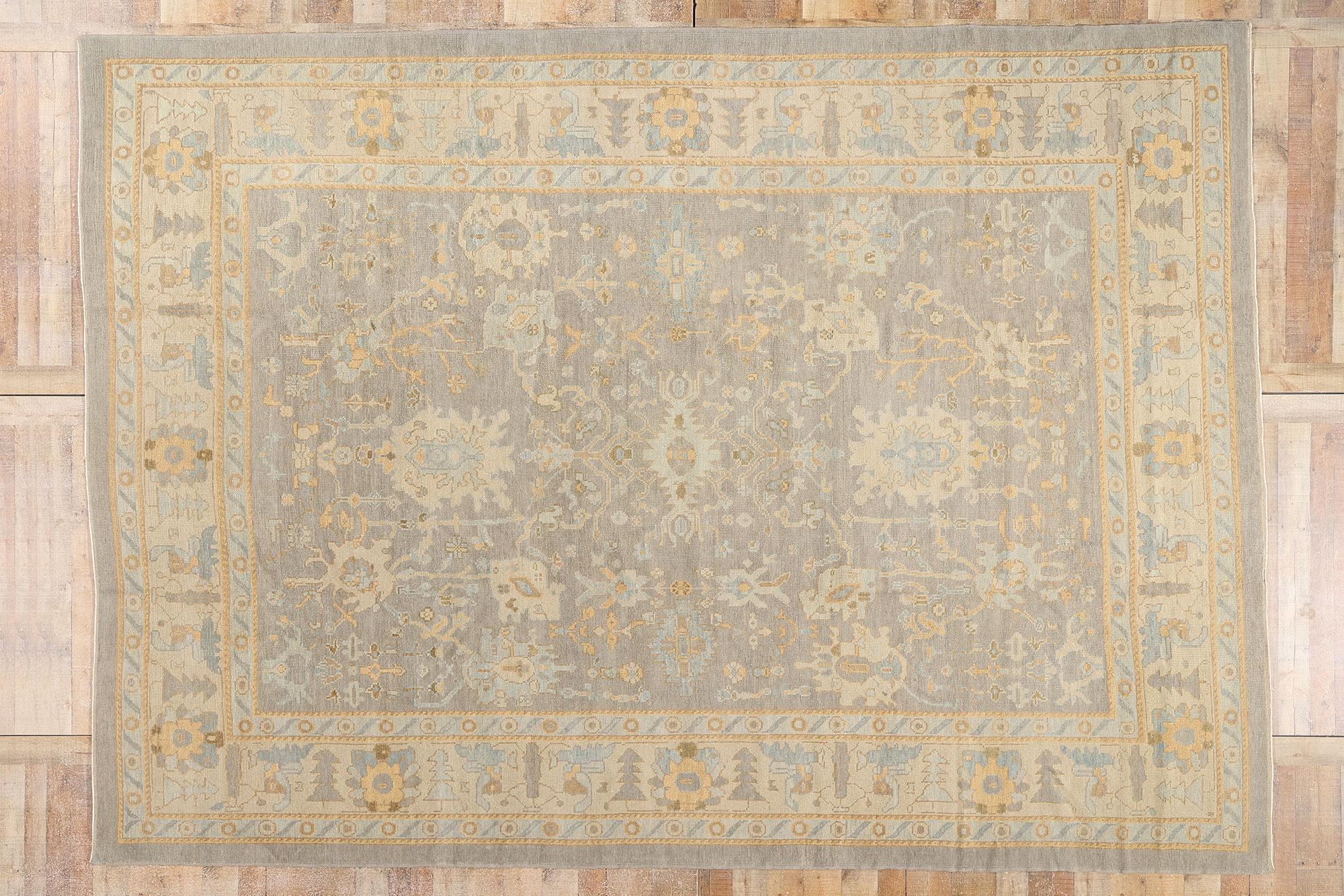 Nueva Alfombra Turca Contemporánea Oushak de Estilo Transicional Moderno en venta 2