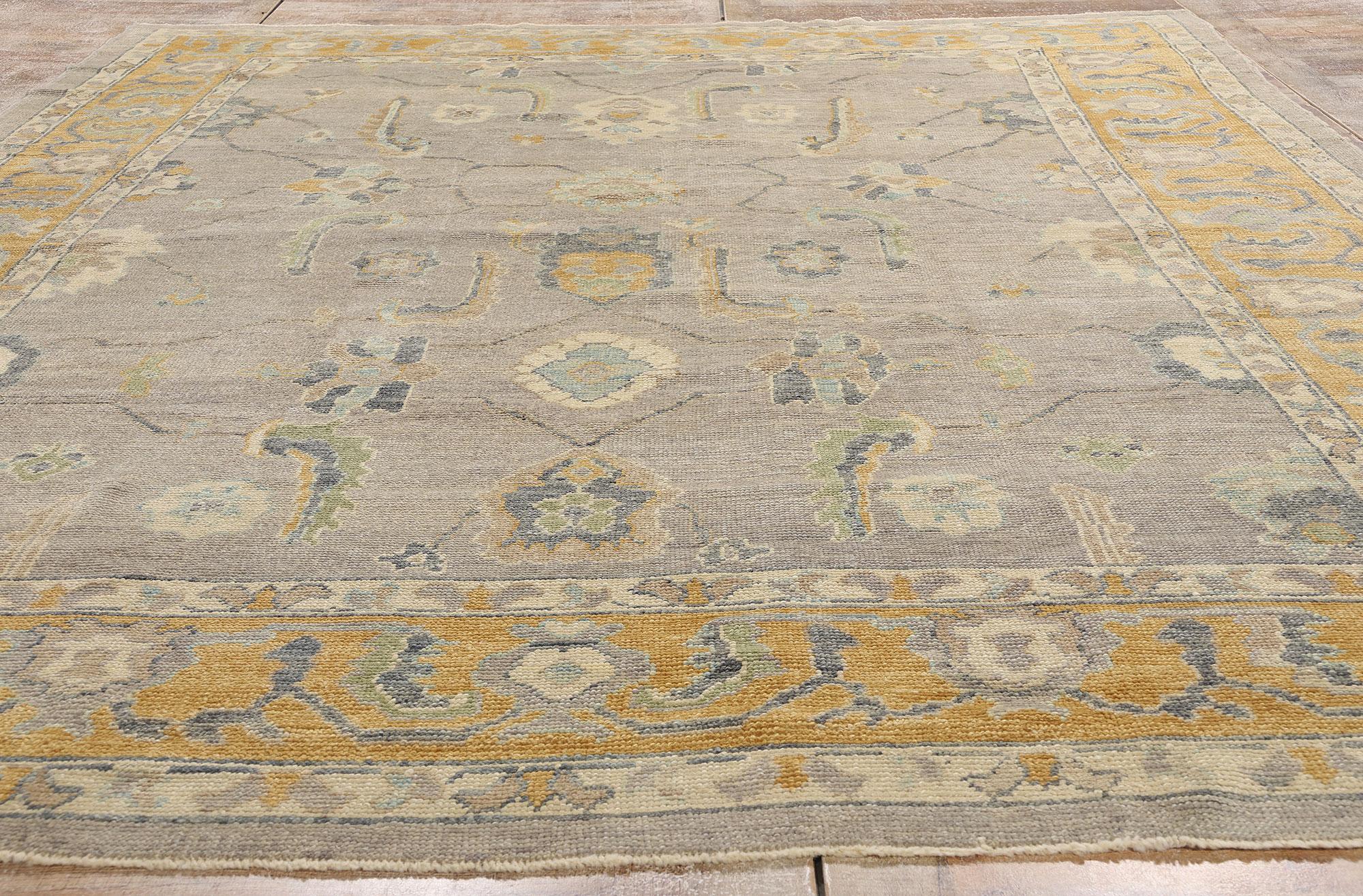 New Contemporary Turkish Oushak Rug with Modern Transitional Style For Sale 3