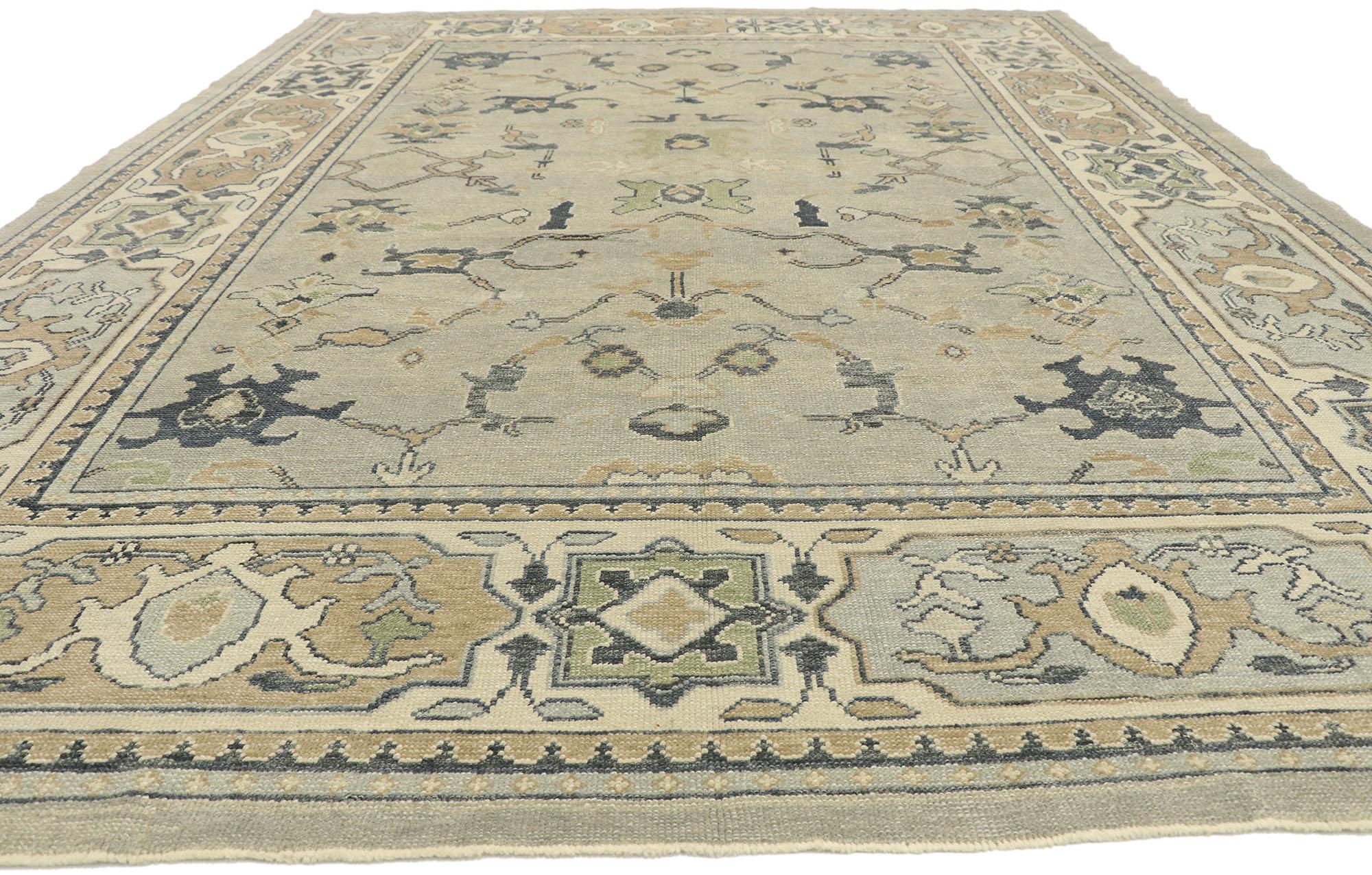 Turc Nouveau tapis contemporain turc Oushak au style moderne et transitionnel en vente
