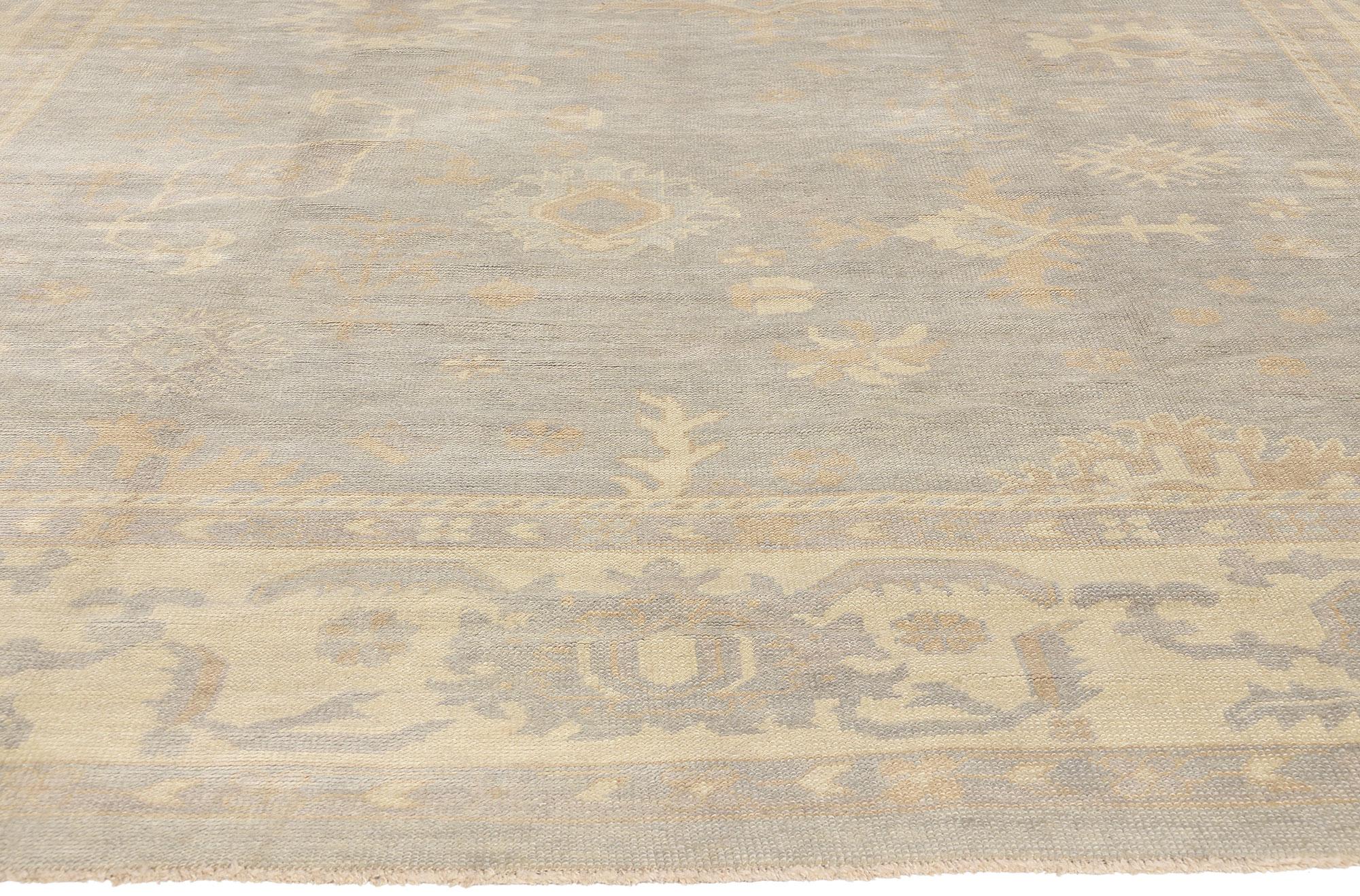 Hand-Knotted New Organic Modern Turkish Oushak Carpet with Minimalist Style For Sale