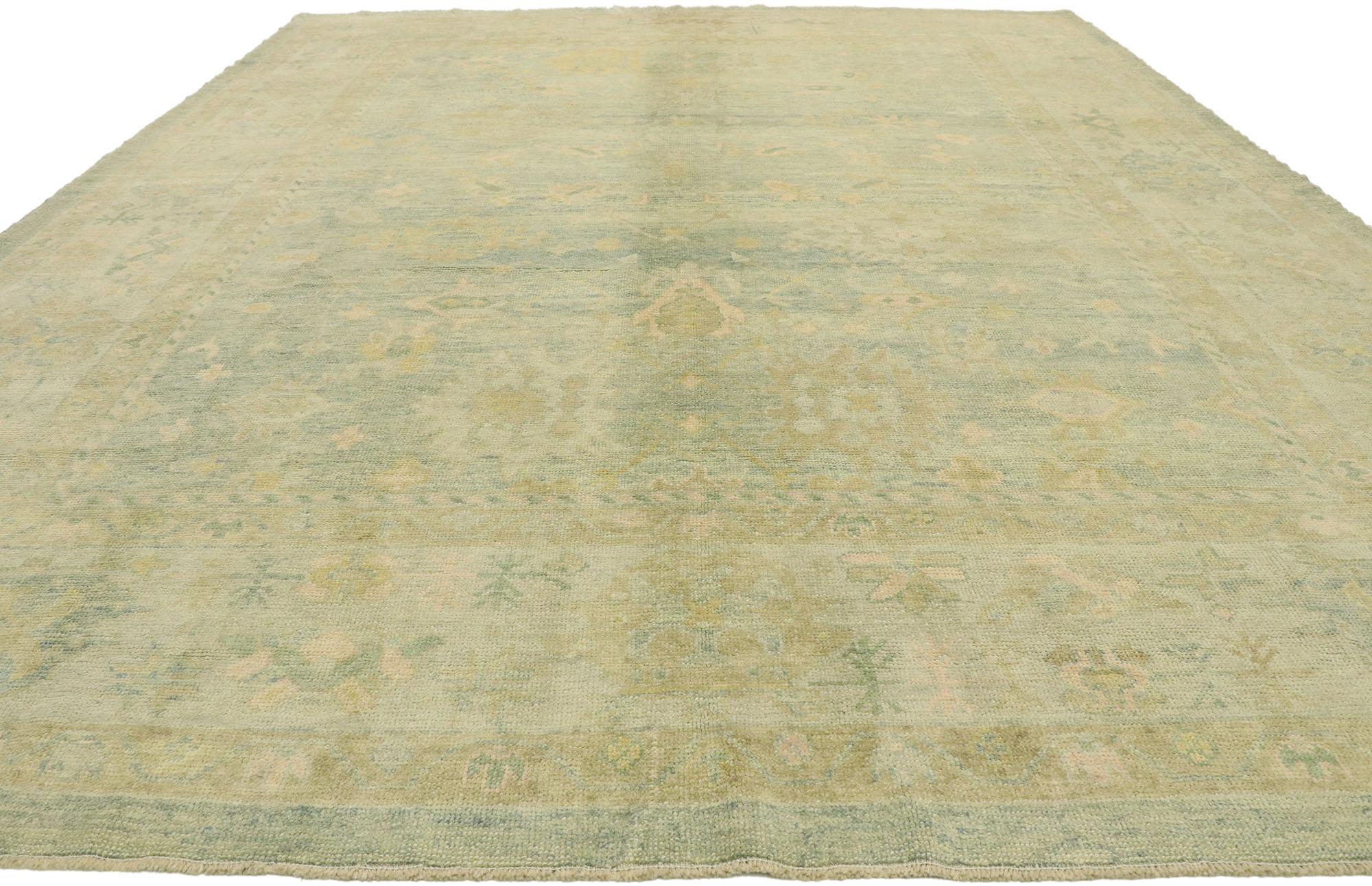Hand-Knotted New Contemporary Turkish Oushak Rug with Modern Transitional Style