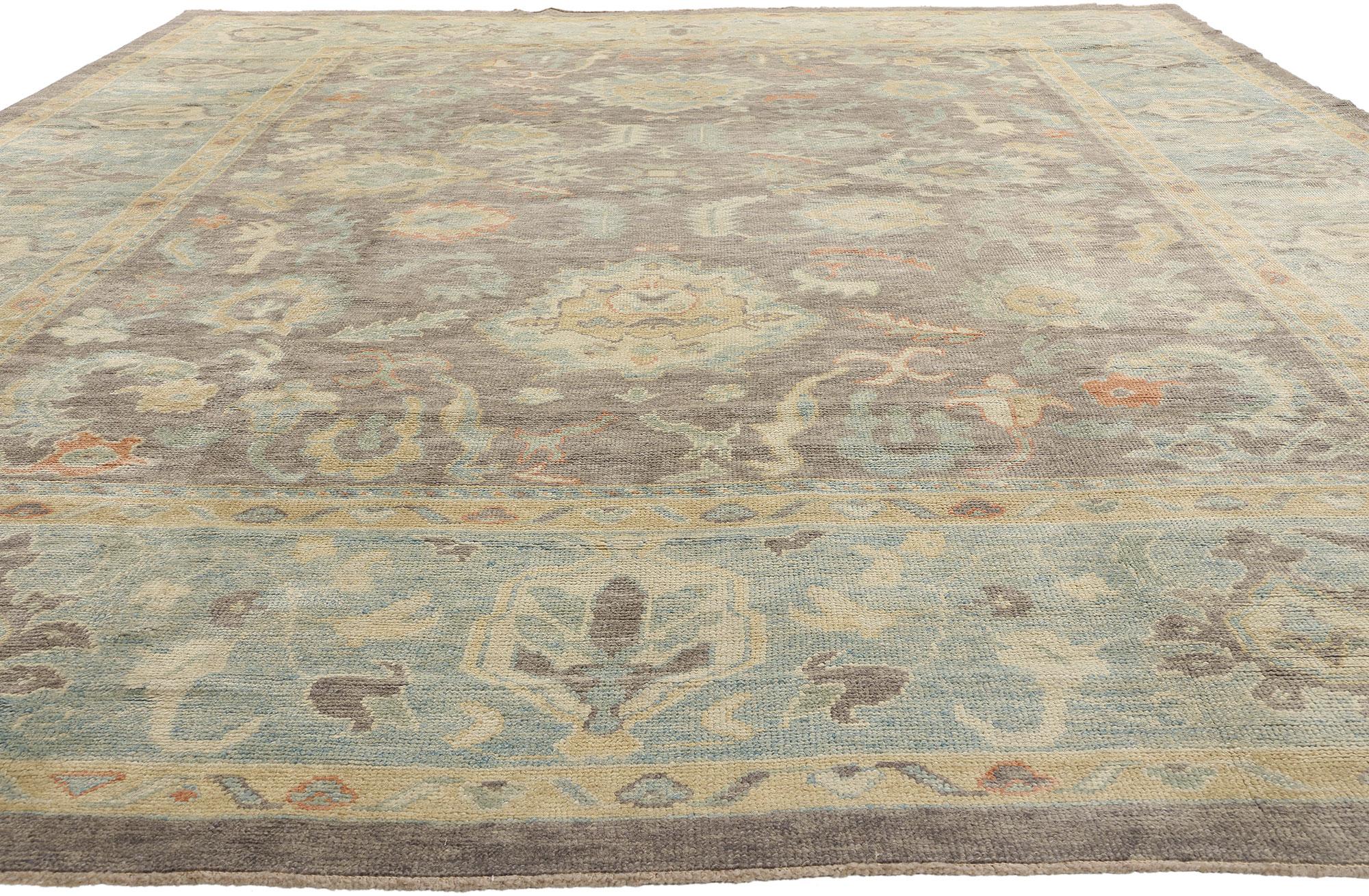 Aesthetic Movement New Contemporary Turkish Oushak Rug with Modern Transitional Style For Sale