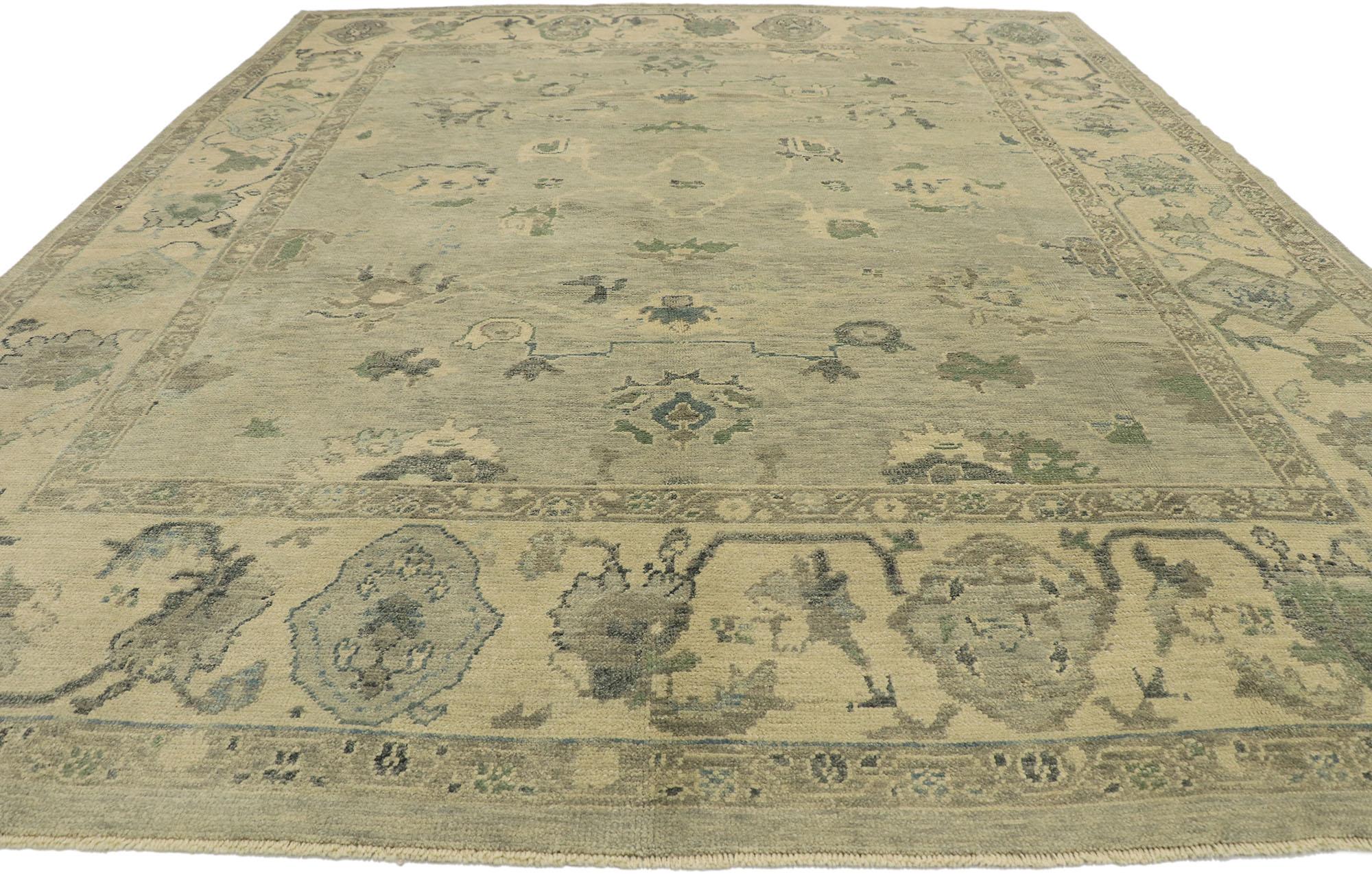 Contemporary Turkish Oushak Rug with Modern Transitional Style In New Condition For Sale In Dallas, TX