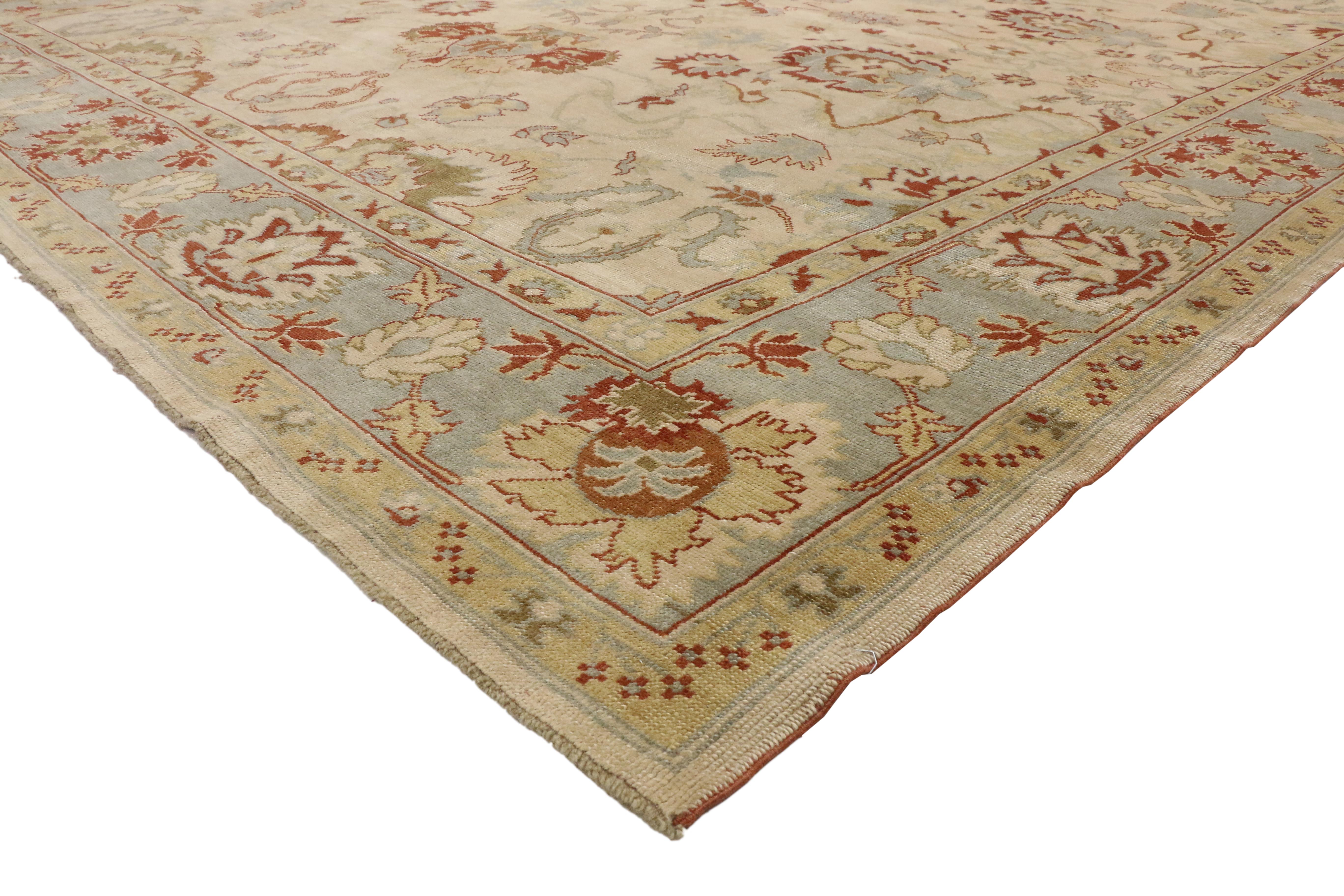 Wool New Contemporary Turkish Oushak Rug with Modern Transitional Style For Sale