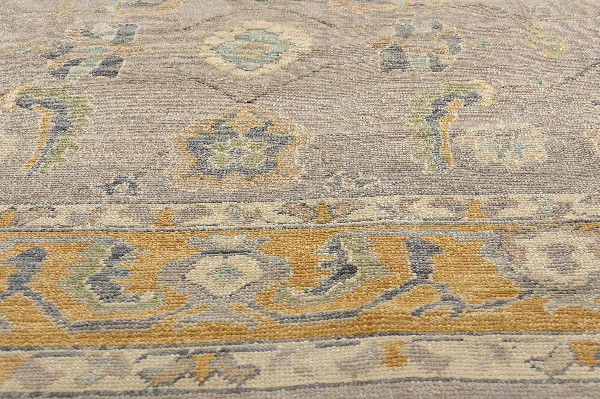 New Contemporary Turkish Oushak Rug with Modern Transitional Style In New Condition For Sale In Dallas, TX