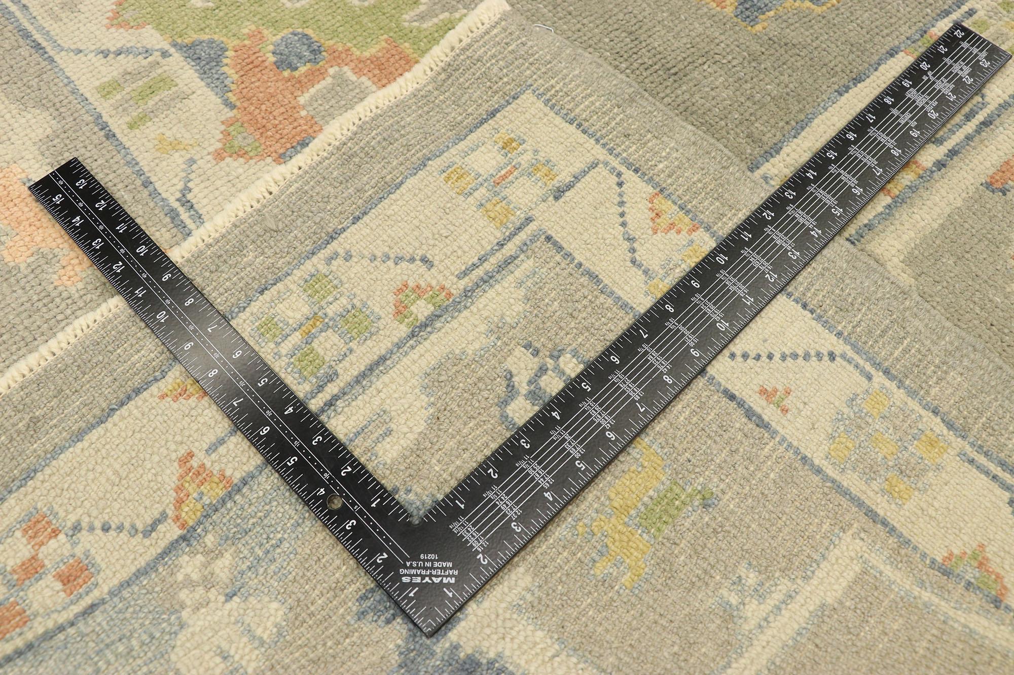 Wool New Contemporary Turkish Oushak Rug with Modern Transitional Style For Sale