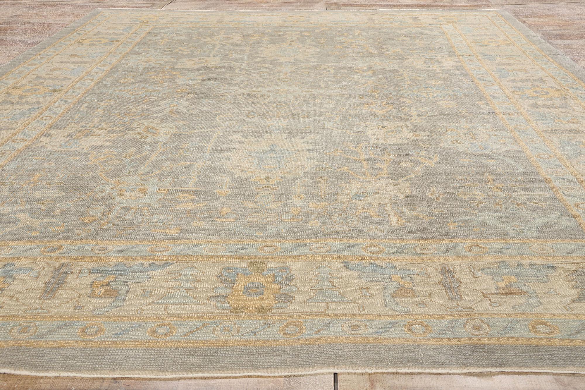 Nueva Alfombra Turca Contemporánea Oushak de Estilo Transicional Moderno Turco en venta
