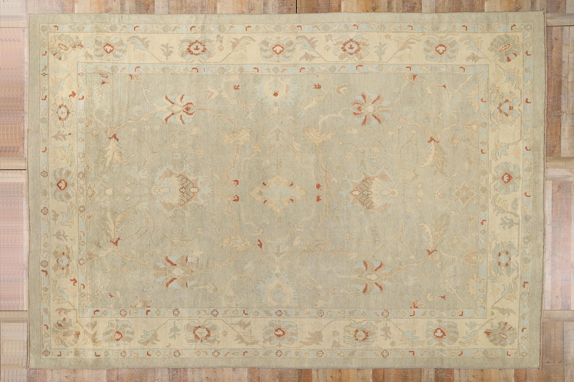 Neuer moderner türkischer Oushak-Teppich  mit traditionellem Stil im Angebot 1