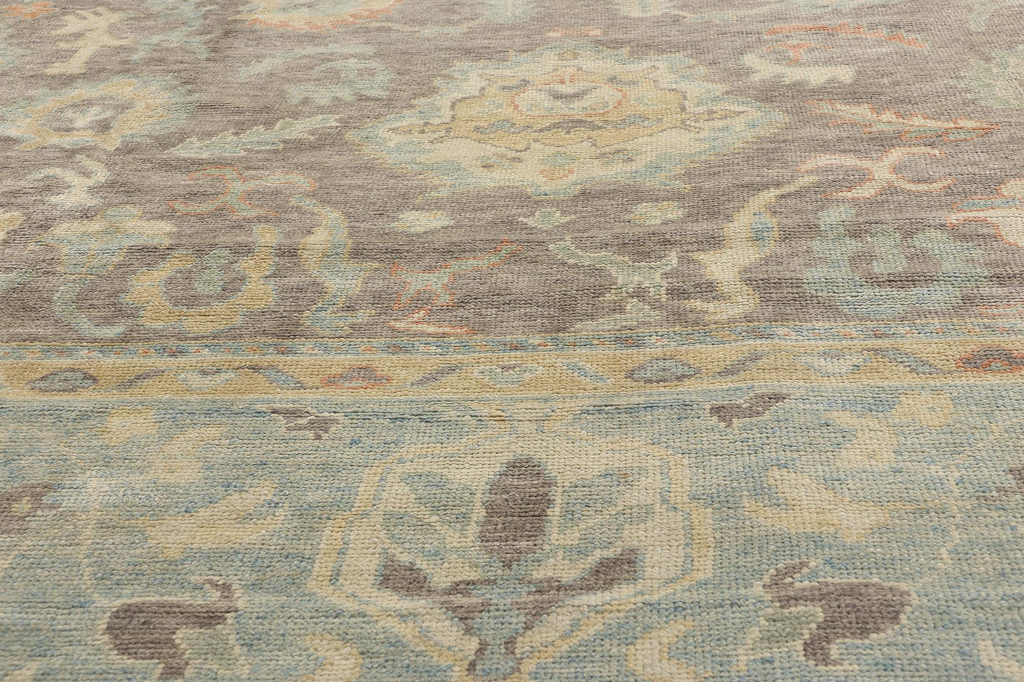 New Contemporary Turkish Oushak Rug with Modern Transitional Style In New Condition For Sale In Dallas, TX