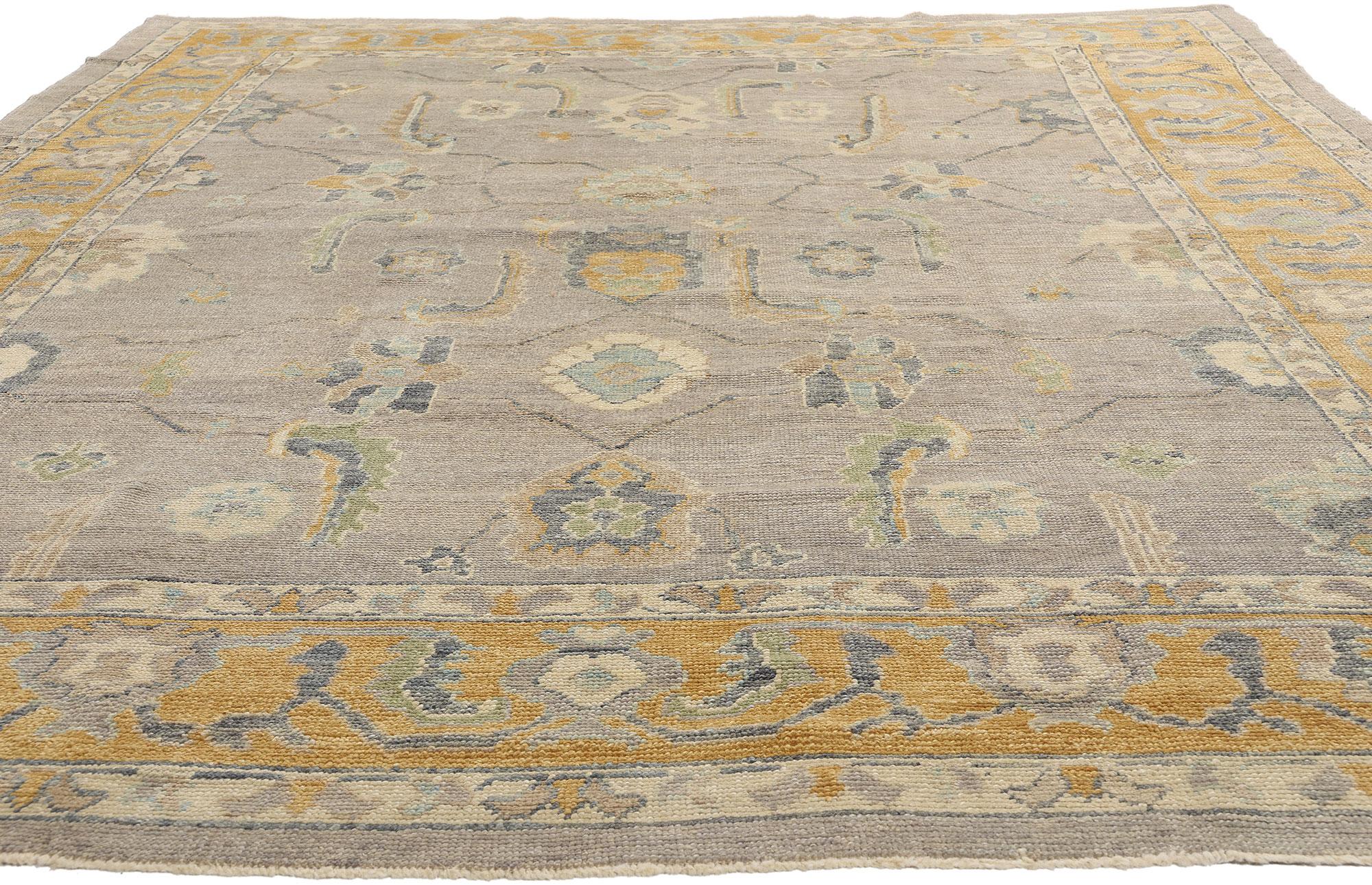 Aesthetic Movement New Contemporary Turkish Oushak Rug with Modern Transitional Style For Sale
