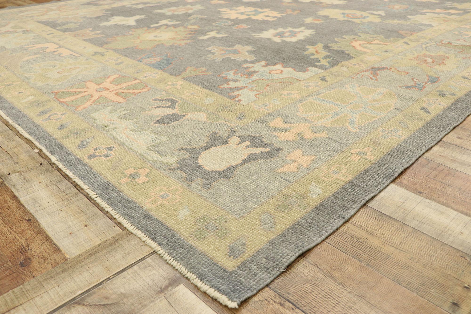 New Contemporary Turkish Oushak Rug with Modern Transitional Style For Sale 2