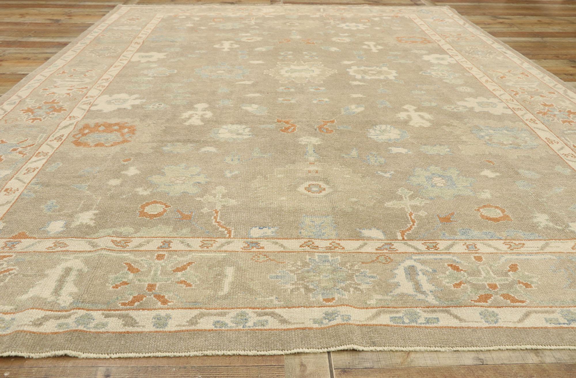 Laine Nouveau tapis contemporain turc Oushak au style moderne et transitionnel en vente