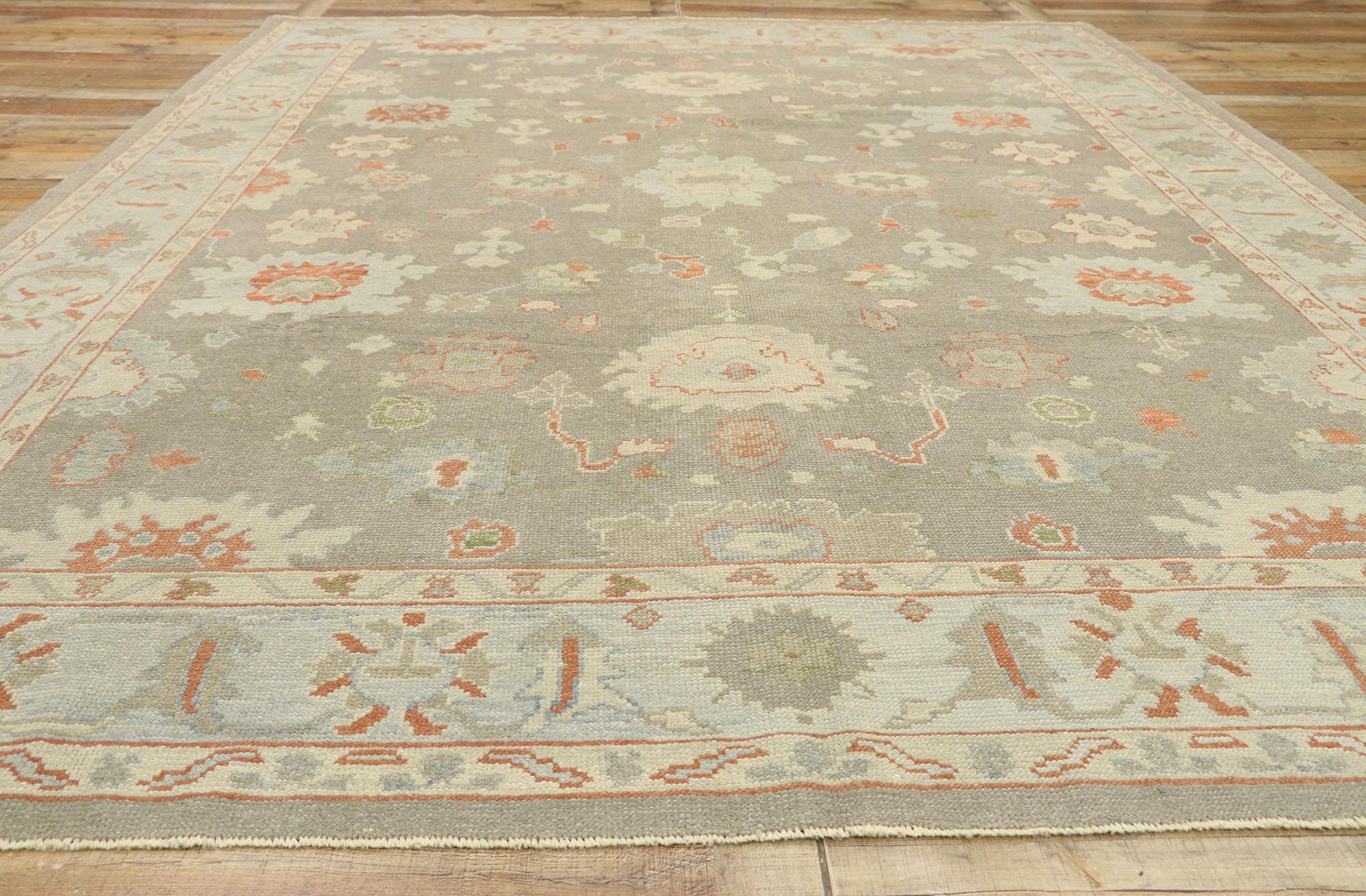 New Contemporary Turkish Oushak Rug with Modern Transitional Style For Sale 2