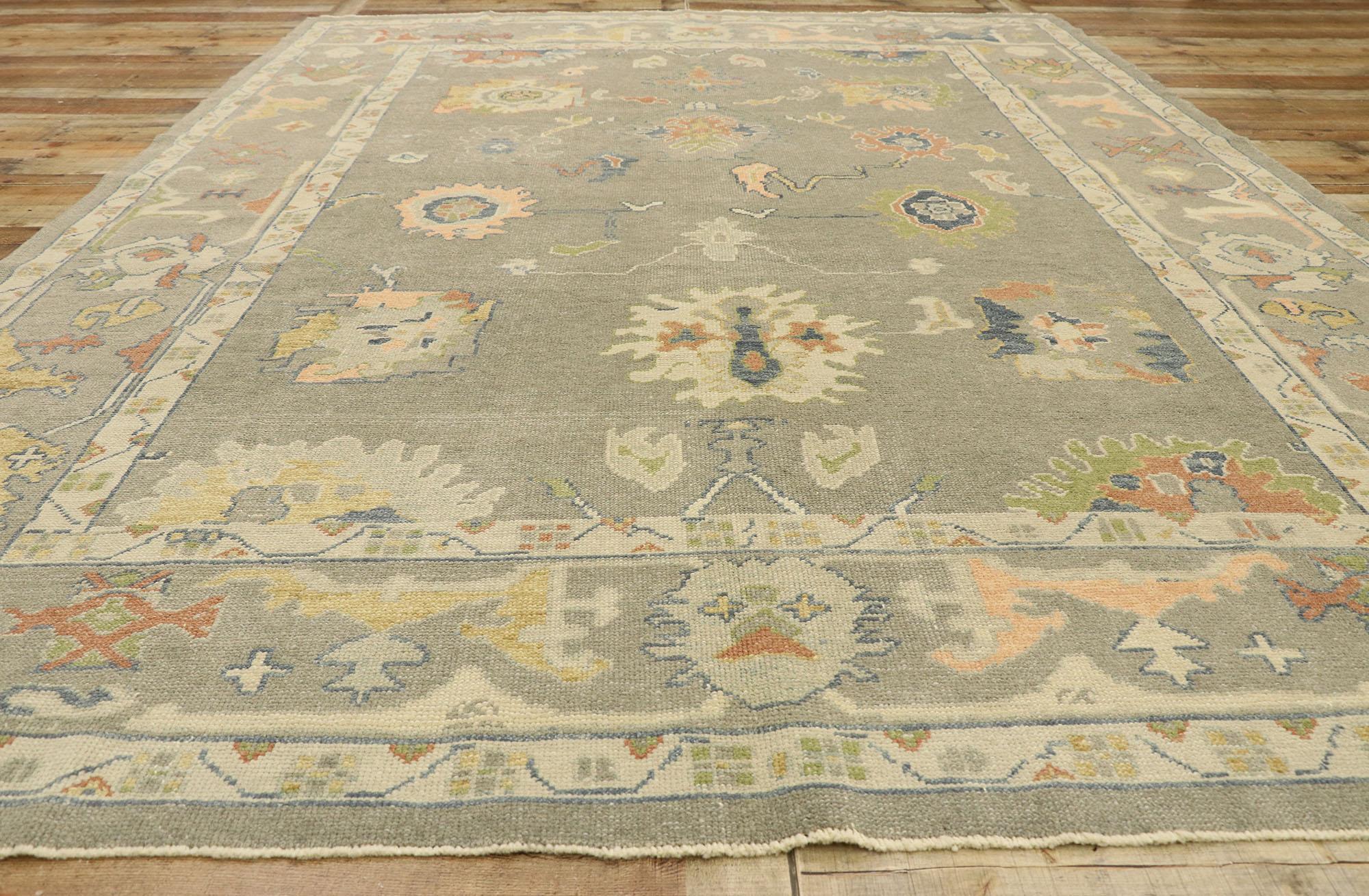 New Contemporary Turkish Oushak Rug with Modern Transitional Style For Sale 2