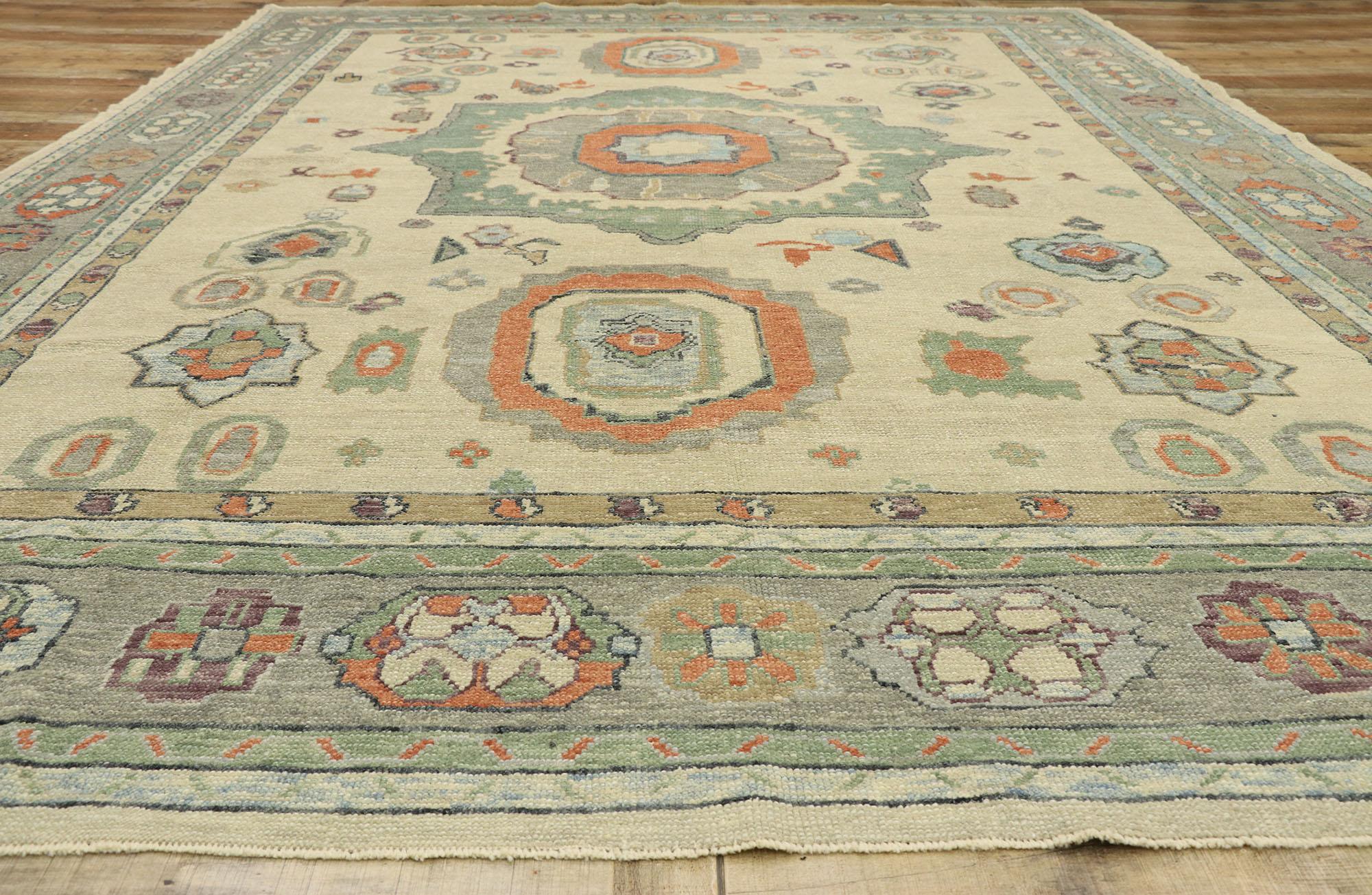 New Contemporary Turkish Oushak Rug with Modern Transitional Style For Sale 2