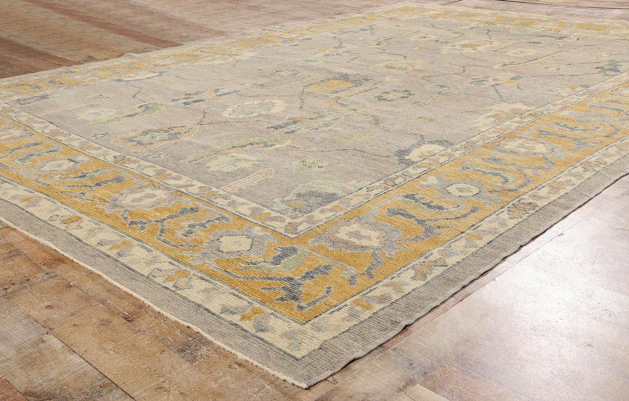 New Contemporary Turkish Oushak Rug with Modern Transitional Style For Sale 2